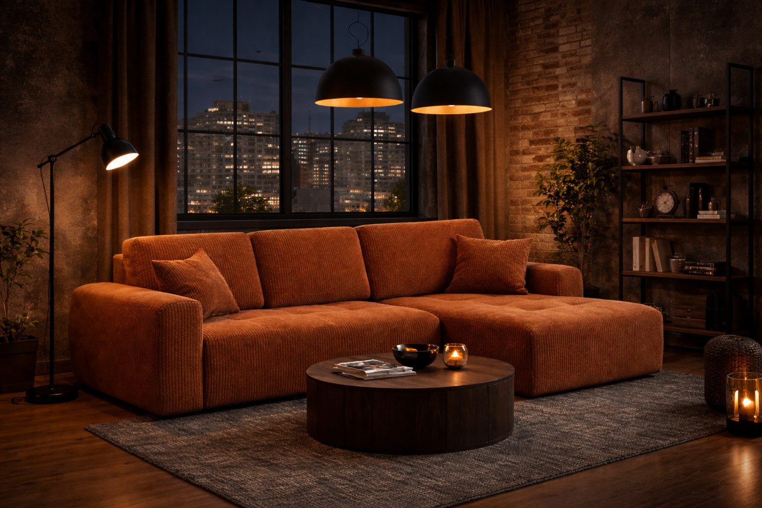 Kaiser Möbel Ecksofa mit Schlaffunktion und Bettkasten Ivo L aus Cordstoff Poso, Ecksofa mit Schlaffunktion, hoher Sitzkomfort,pflegeleichter Cordstoff,integrierter Stauraum
