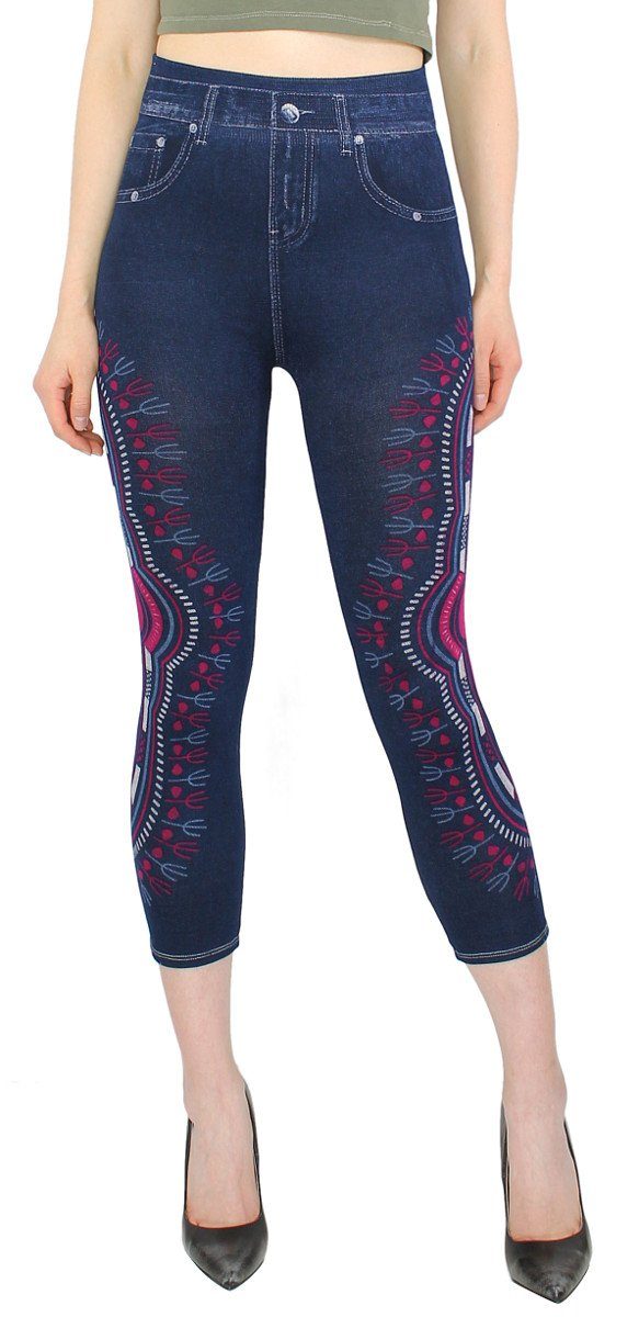 dy_mode 7/8-Jeggings Damen Capri Jeggings 7/8 Leggings Jeans Optik Sommer Jeggins mit elastischem Bund, High Waist