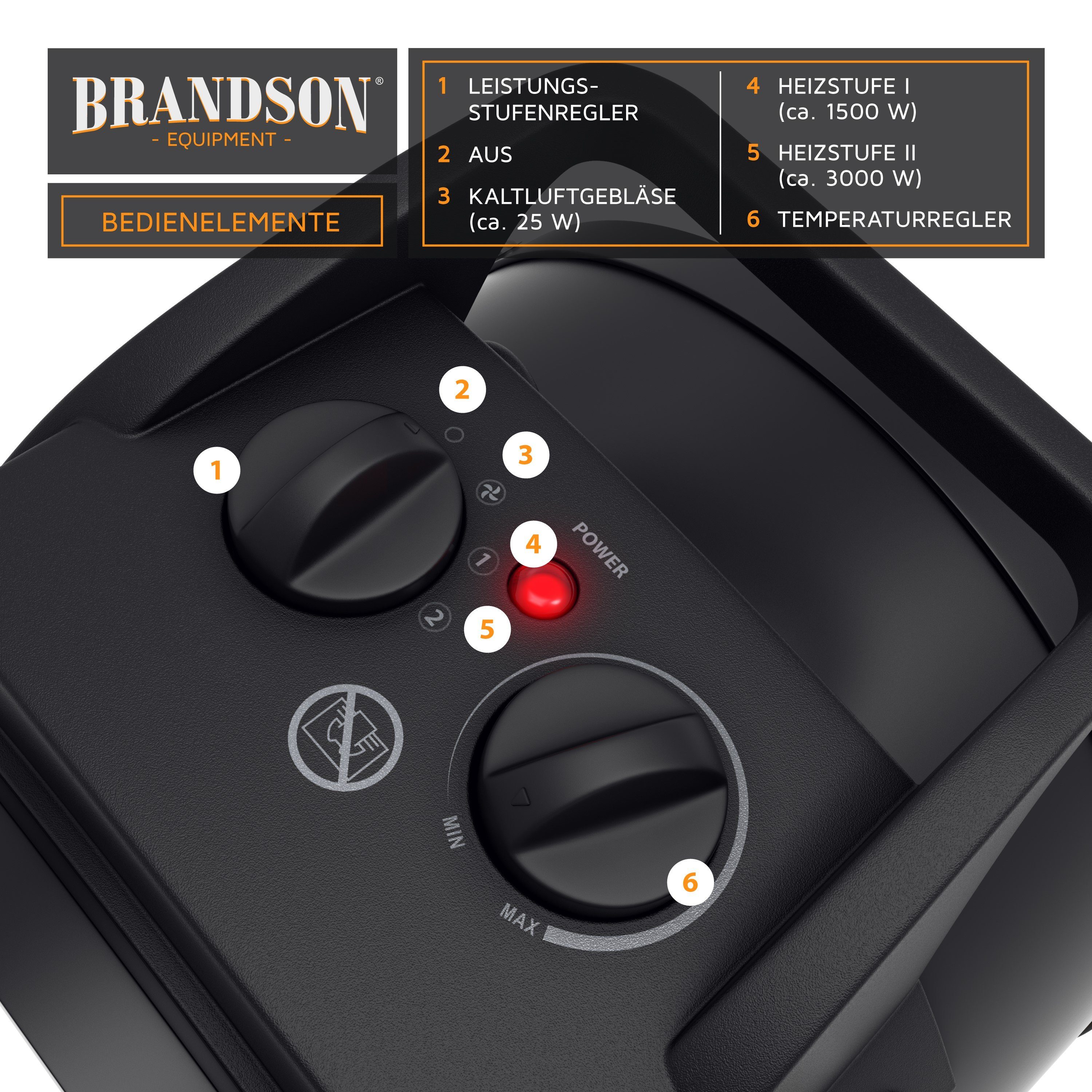 Brandson Keramikheizlüfter, 3000 W, Baustellen Heizlüfter günstig online kaufen