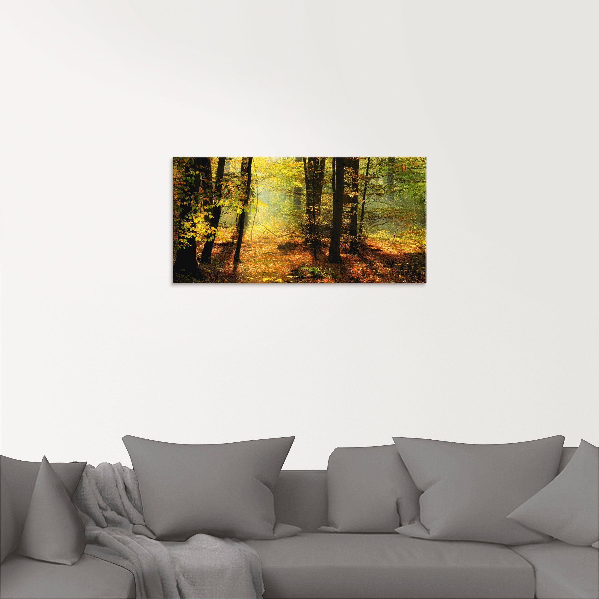 Artland Glasbild »Herbstlicht im Wald«, Wald (1 Stück)-HomeTrends