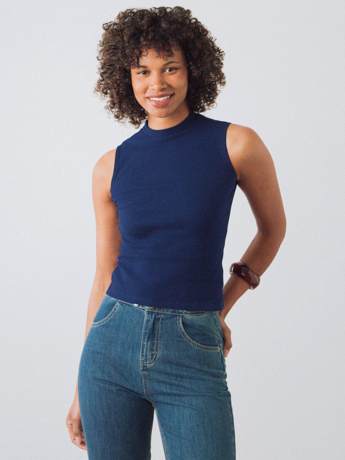 HONEST BASICS Tanktop Mock-Top aus Bio- und recycelter Baumwolle