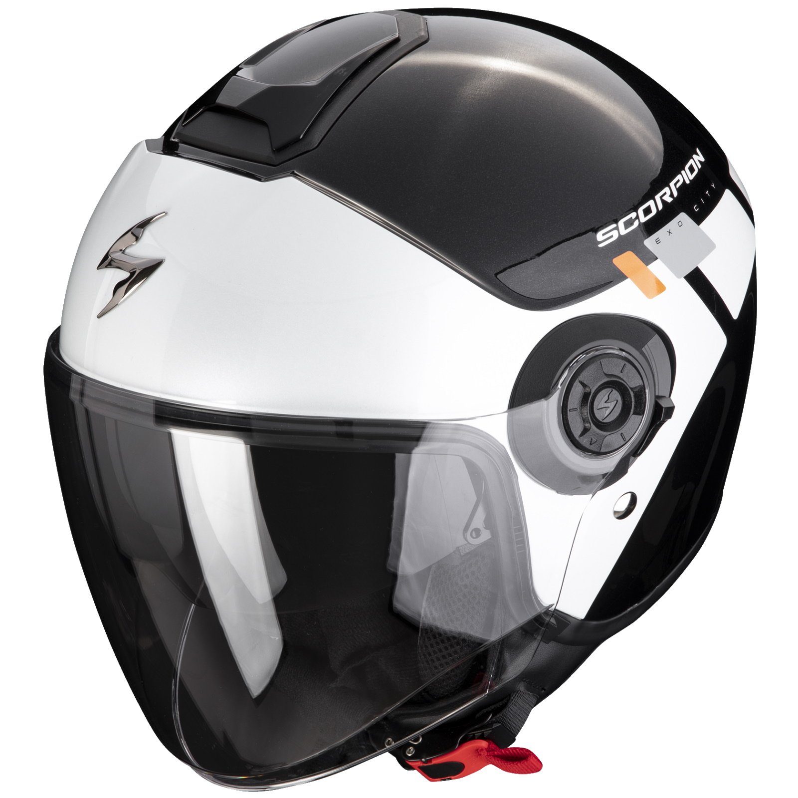 Motorradhelm Scorpion Exo-City II Mall Jethelm Metal-Schwarz / Weiss / Silver