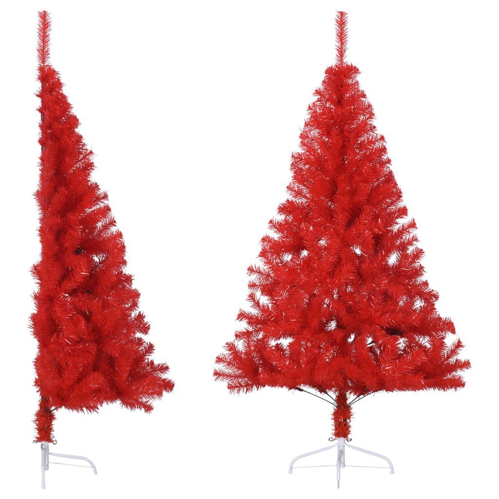 furnicato Künstlicher Weihnachtsbaum Künstlicher Halb-Weihnachtsbaum mit Ständer Rot 180 cm PVC
