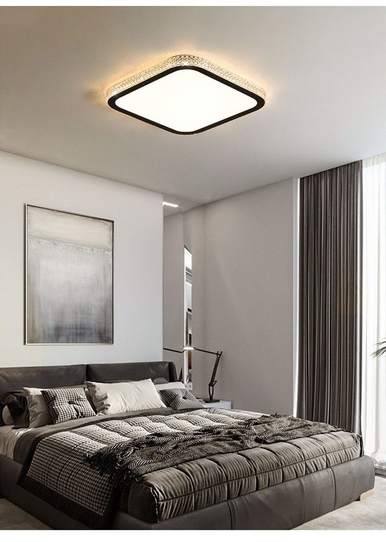 Dimmbar Warmweiß/Neutralweiß/Kaltweiß, fest integriert, 43W LED Schwarz Modern Deckenleuchte Wohnzimmer, Deckenlampe Deckenleuchten mit LED Daskoo LED Fernbedienung