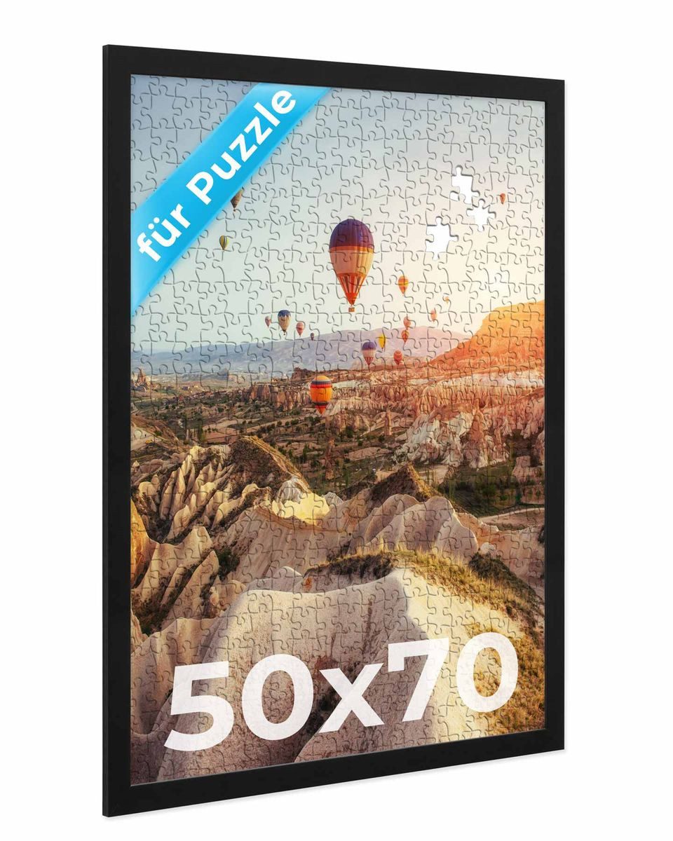 PHOTOLINI Bilderrahmen für Puzzle, Puzzlerahmen mit Acrylglas zum Aufhängen, für 1 Bilder (1 Einzelrahmen), 500-1.000 Teile im Endformat 50x70 cm