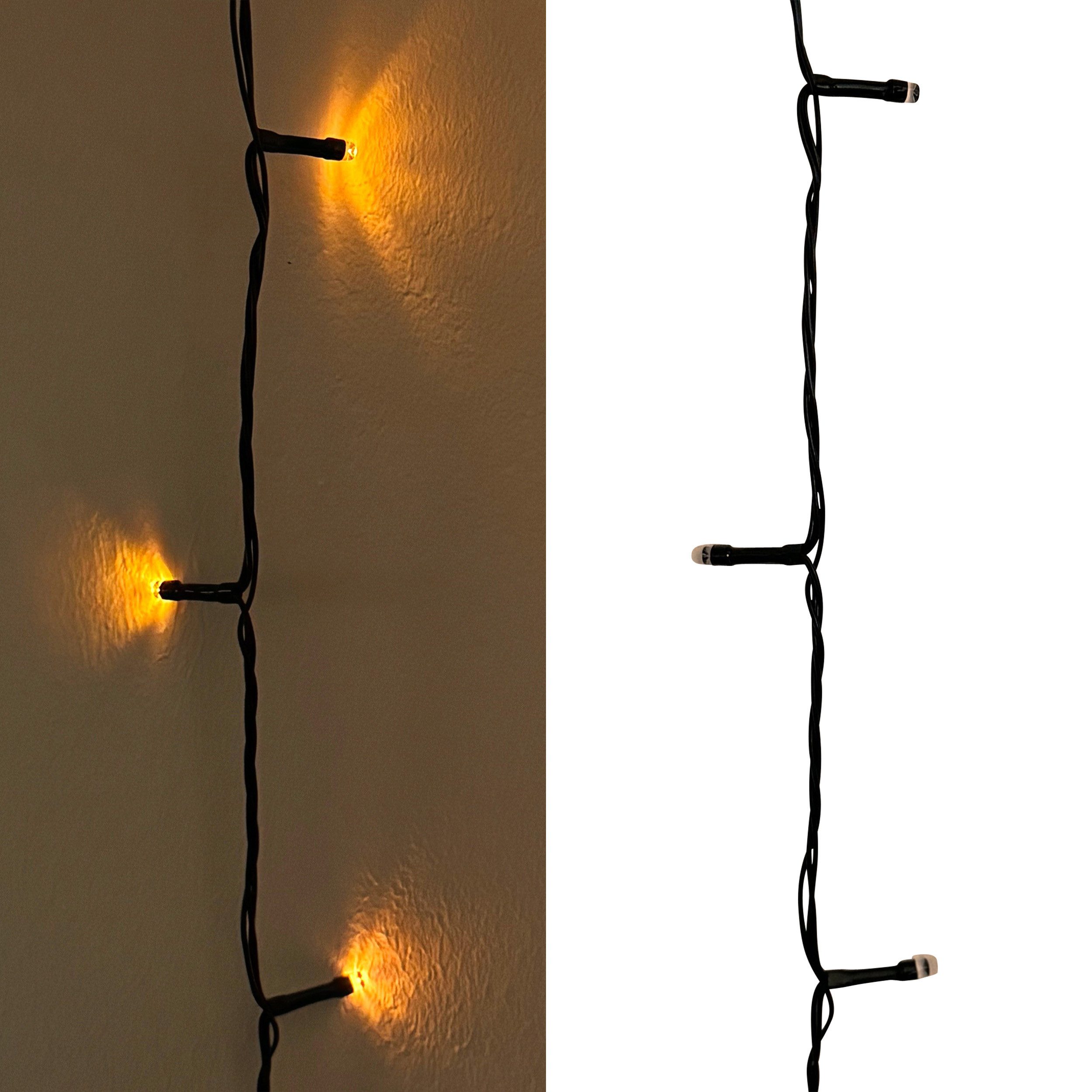 Online-Fuchs LED-Lichterkette für außen mit Batterie und Solar betrieben (Hybrid), 6-Stunden Timer, 8-Leuchtmodi - Warmweiß - 32m mit 300 LEDs - Weihnachten