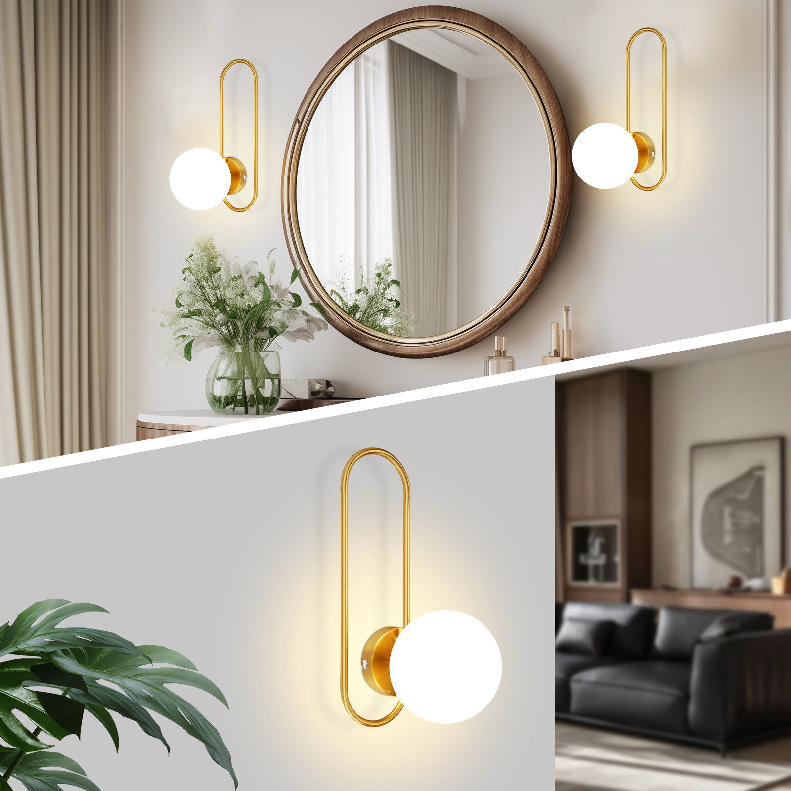 Lampada da parete in vetro dorato per camera da letto e corridoio_voghion.com