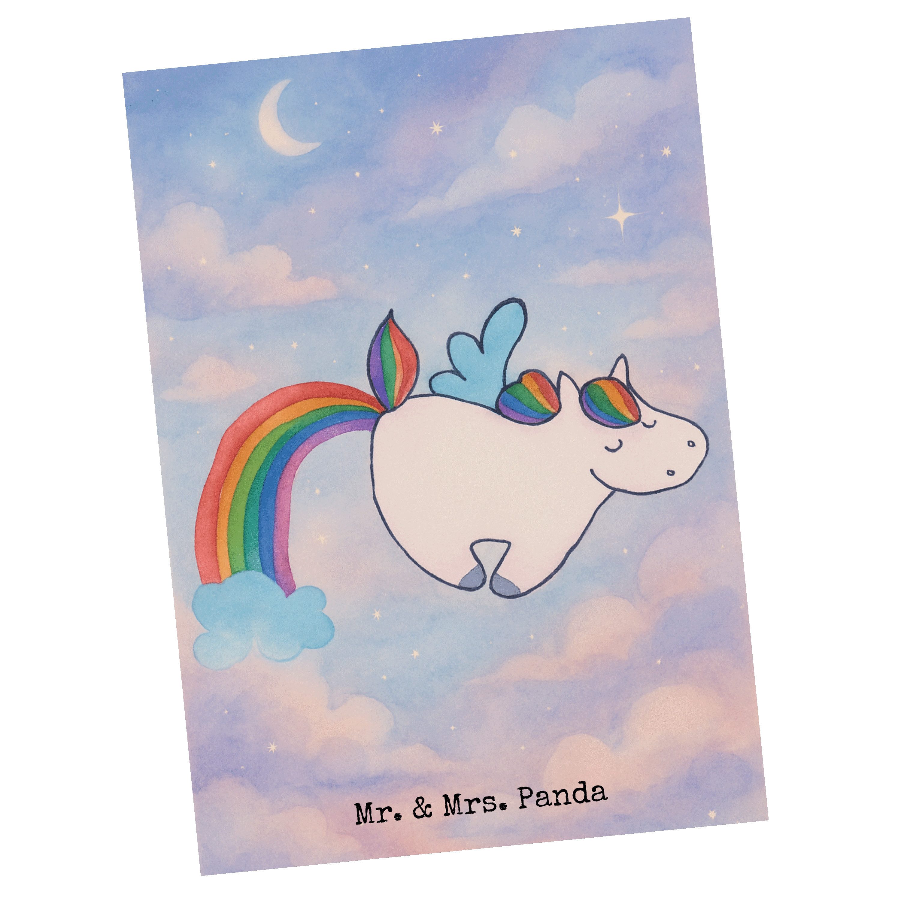 Mr. & Mrs. Panda Postkarte Einhorn Fliegendes Pferd Design, Postkarte, Weiß, Fotokarte, Spielen, Geschenk bildkarte Einhörner