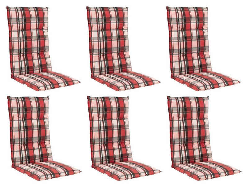 doppler® Hochlehnerauflage DAVID, B 48 x L 119 cm, Rot, 6er Set, (Set, 6 St), Gartenstuhlauflagen für Hochlehnstühle