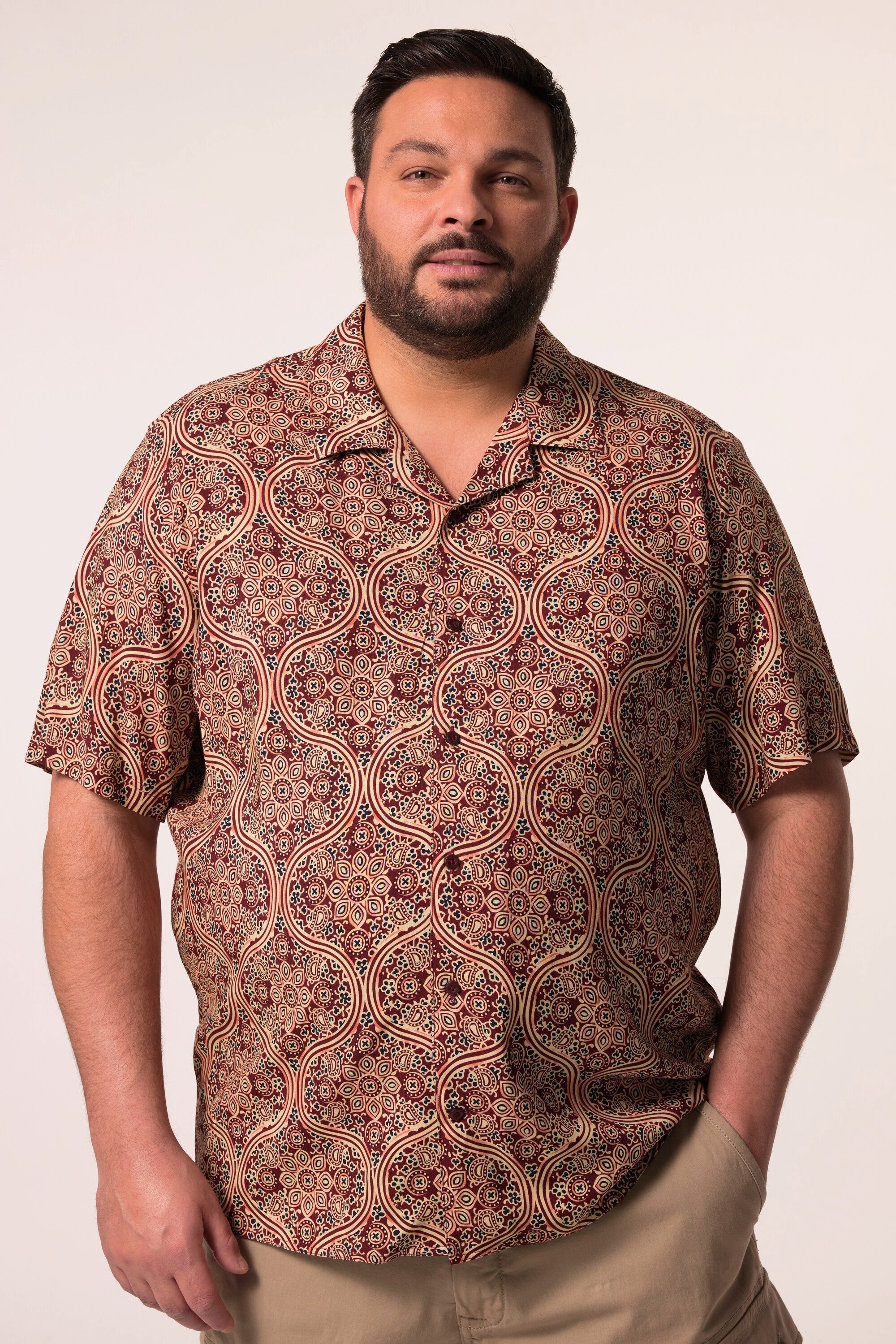 Kurzarmhemd Viskose-Hemd Halbarm Cubakragen Cuba Fit