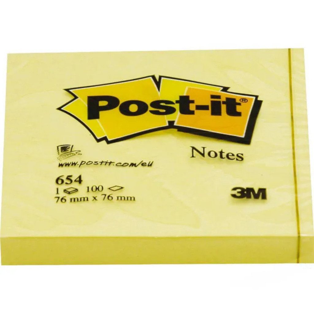 Post-it Notes Haftnotizblock Haftnotizen Post-it Notes, 76 x 76mm, 100 Blatt, gelb, für Notizen, Organisation, tägliche Nachrichten und Erinnerungen