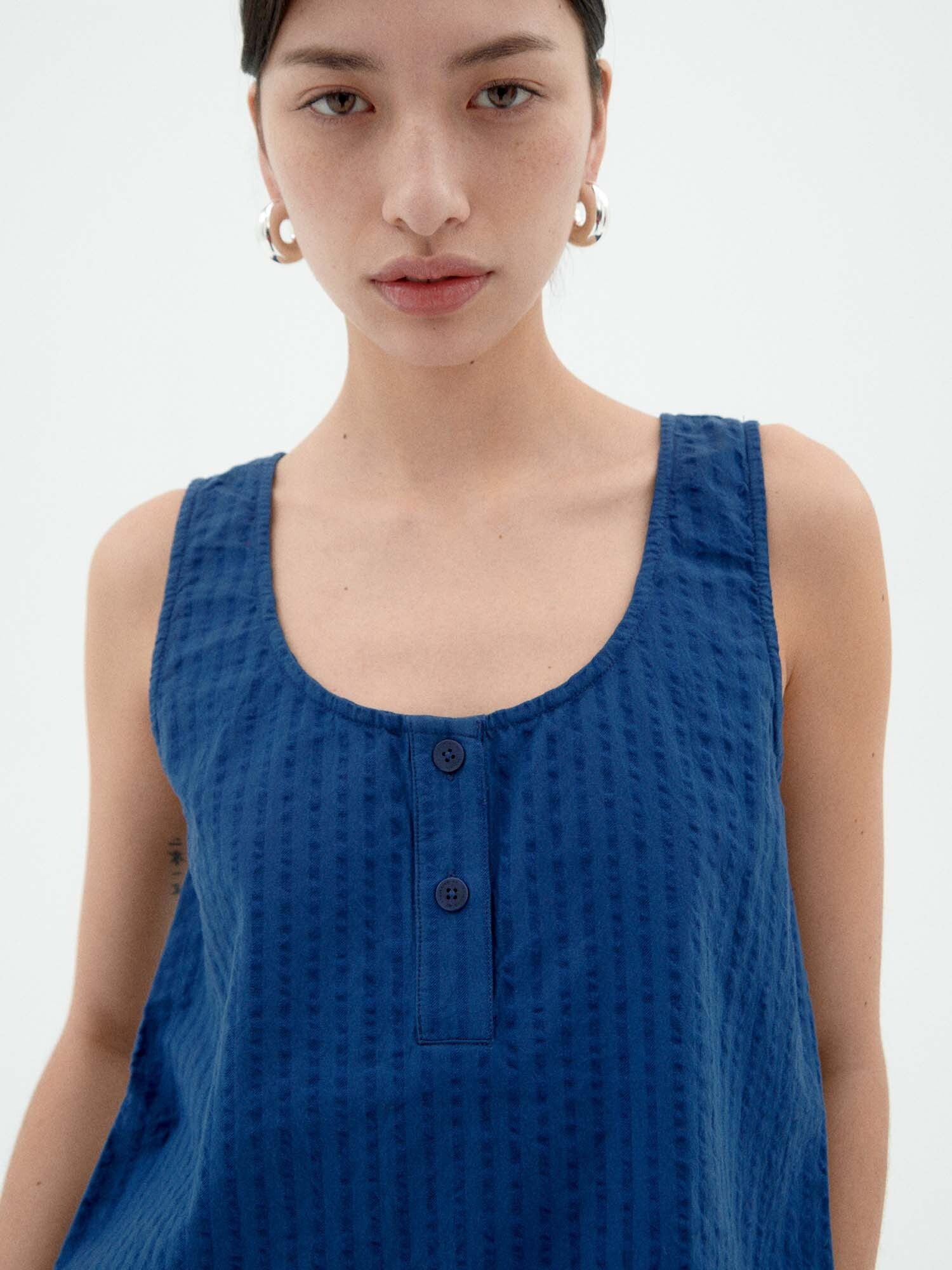 Thinking Mu Trägertop Cobalt Seersucker Justine Top
