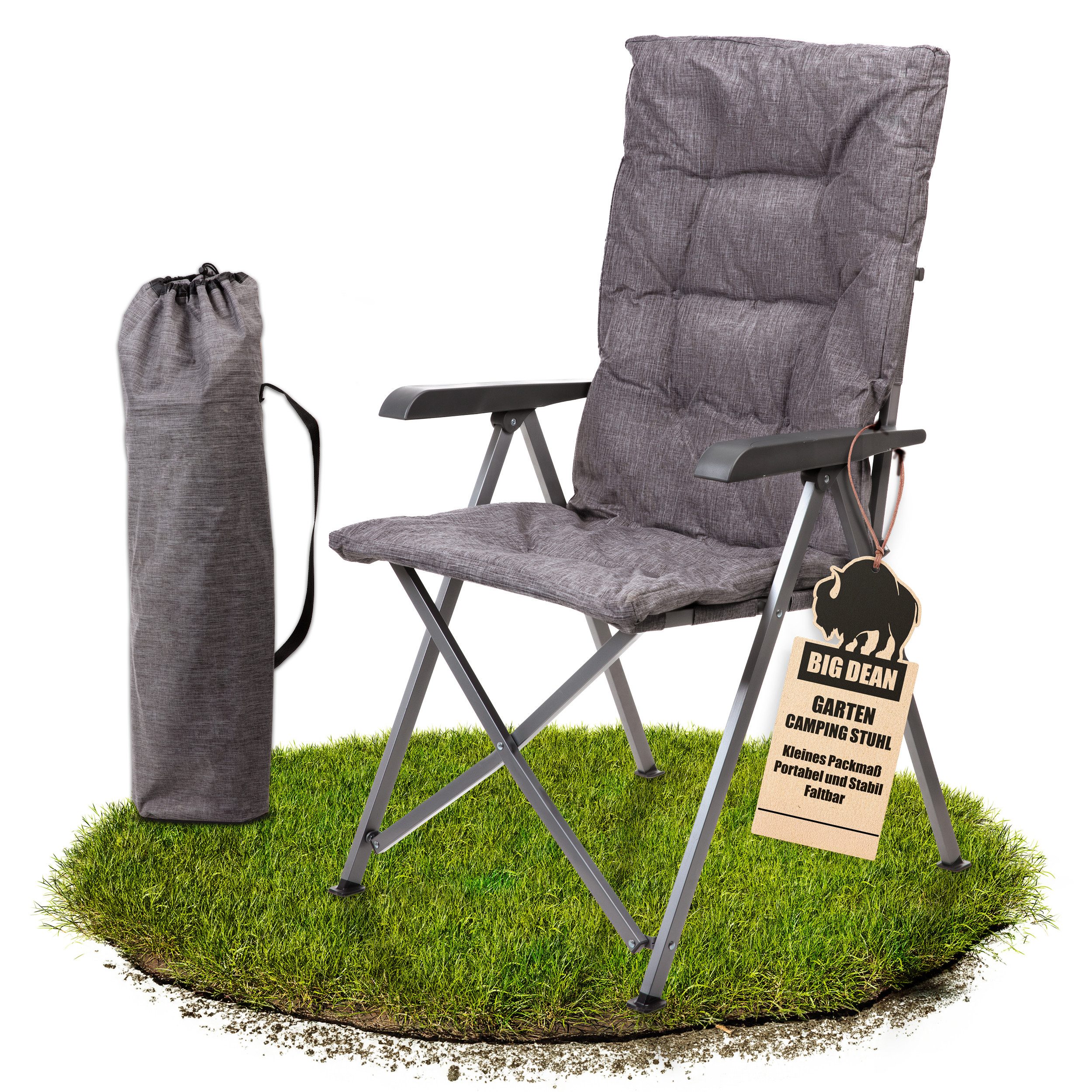 BigDean Campingstuhl Bequemer Campingstuhl faltbar Rückenlehne verstellbar günstig online kaufen