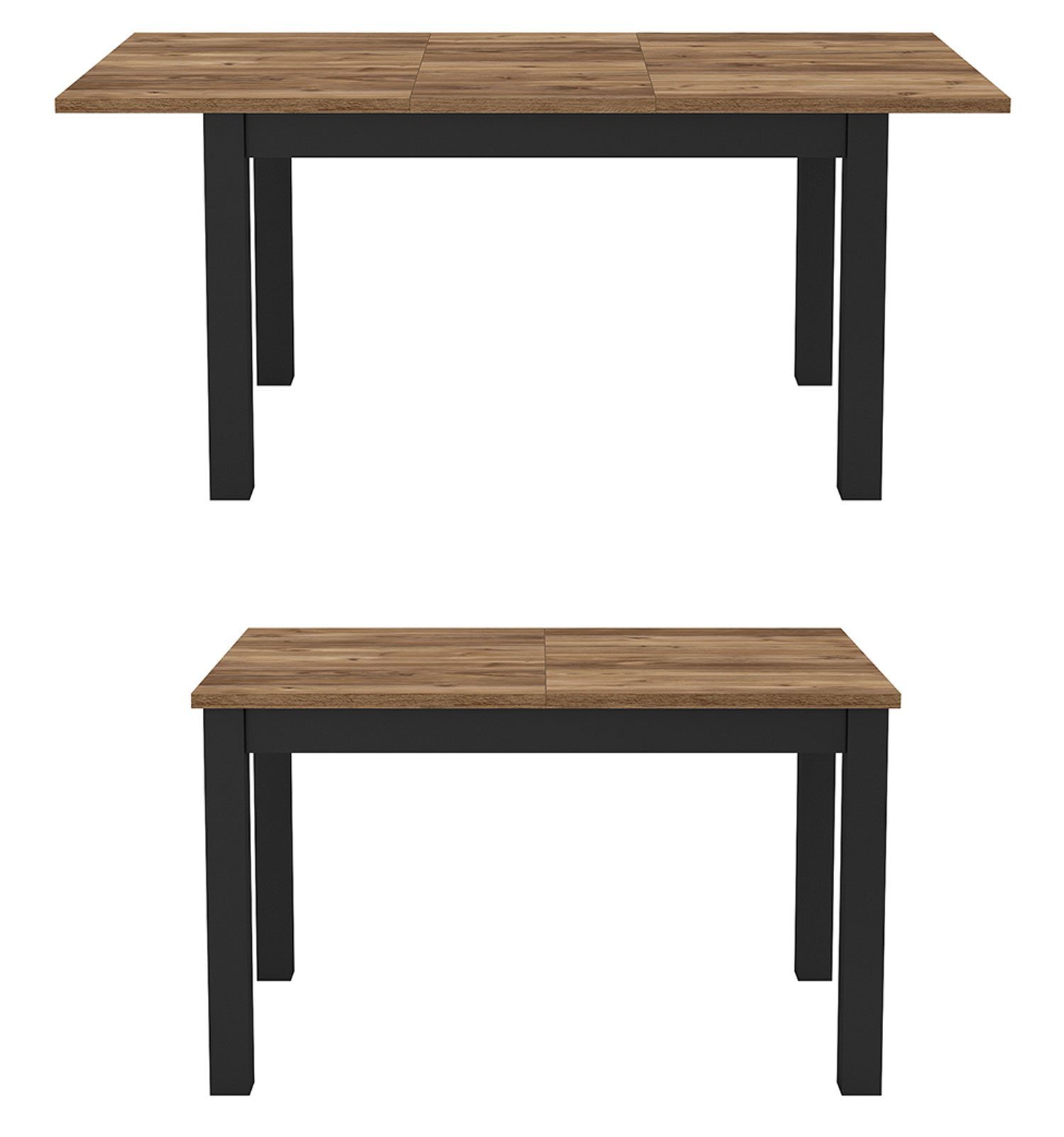 Helvetia Esstisch Olin (1-St., 1-teilig), 130-175x85x77cm Appenzeller Fichte / schwarz supermatt