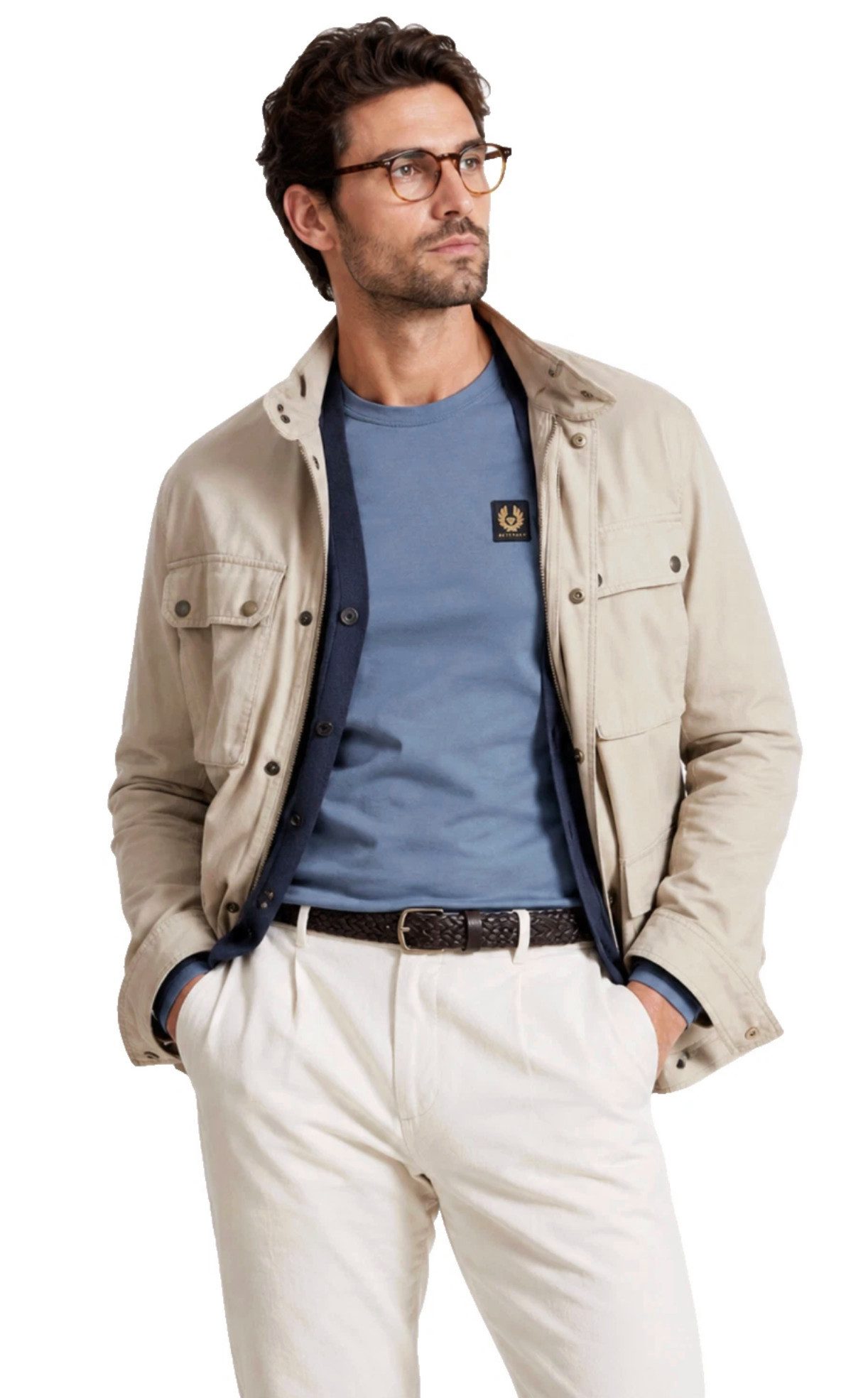 Belstaff T-Shirt Retro 1924 Phoenix Patch Regular Fit Shirt Gesticktem Rand versehener Phoenix-Patch auf der Brust