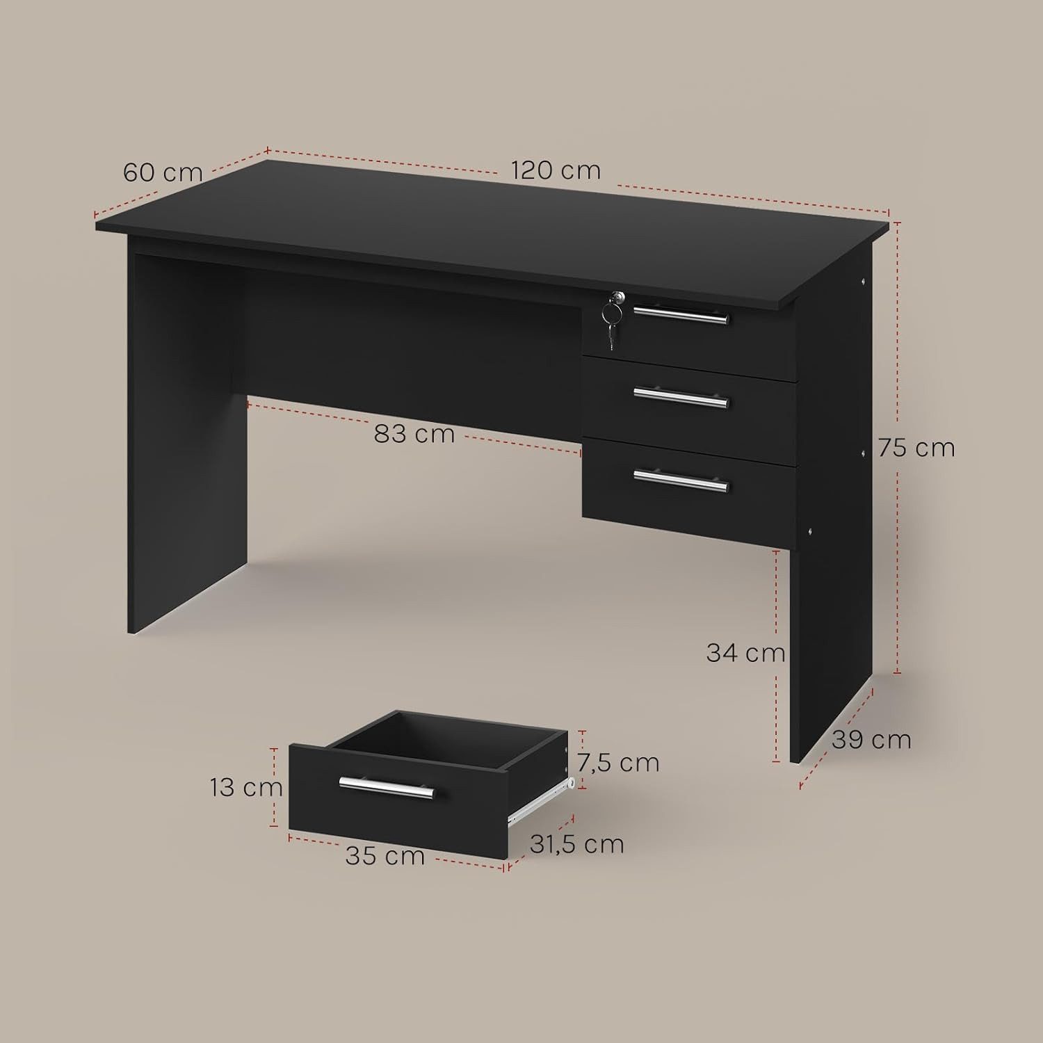 Woltu Schreibtisch, Computertisch 120x60cm Bürotisch PC Tisch, Kinder Arbeitstisch
