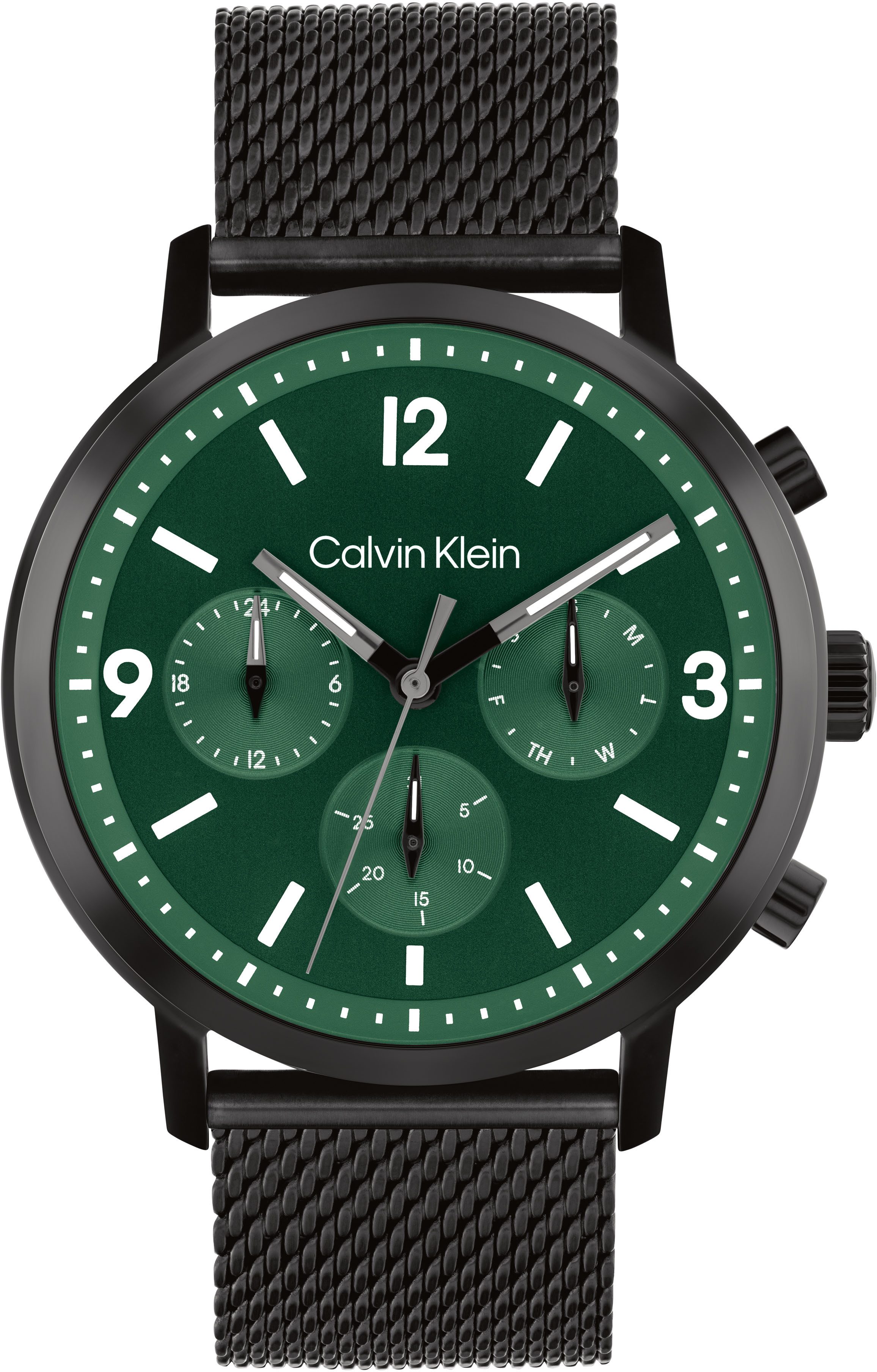 Calvin Klein Multifunktionsuhr GAUGE 25200440, Quarzuhr, Armbanduhr, Herrenuhr, Datum, Edelstahlarmband