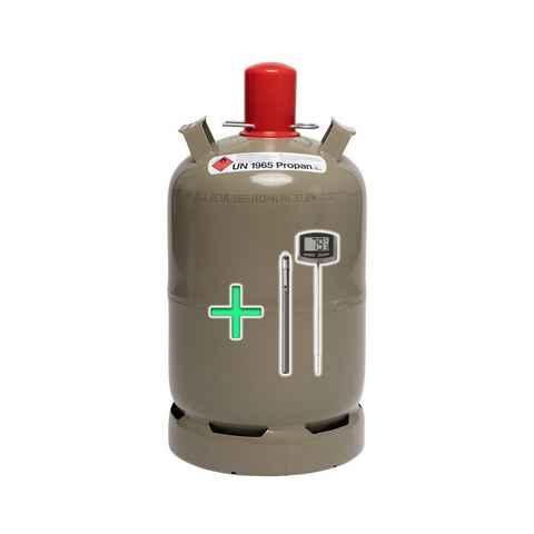 BlueCraft Gas, Propangas-Flasche, 11 kg, grau, ungefüllt inkl. Weber Grillthermometer