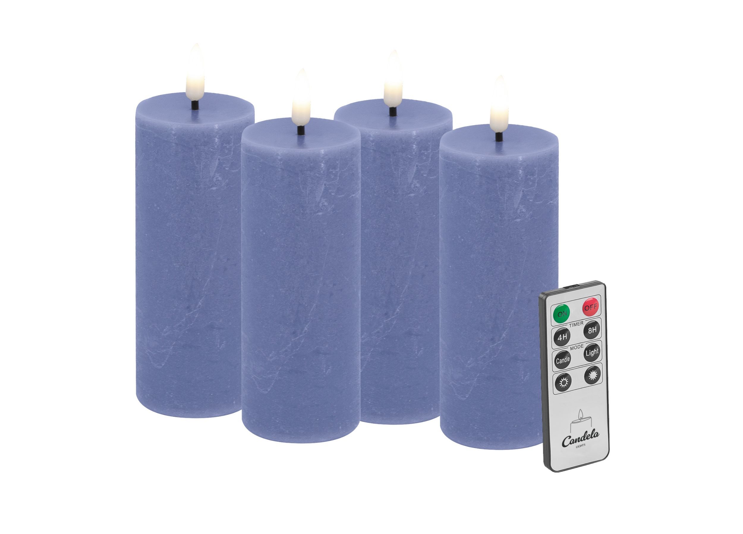 LC Home LED-Kerze Candela LED Kerzen 4er Set H:10x?5cm Blue rustic Echtwachs mit