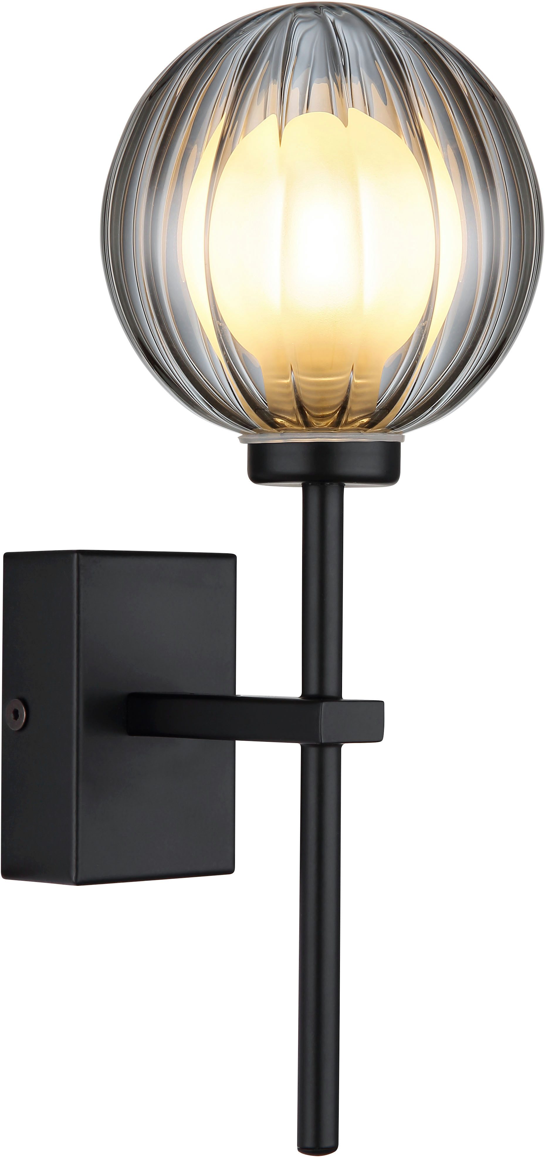 GLOBO LIGHTING Wandleuchte ANDER, ohne Leuchtmittel, Wandlampe/Spot/Glas rauchfarben/Wohnzimmer/Flur/3000K/IP44/Kugel