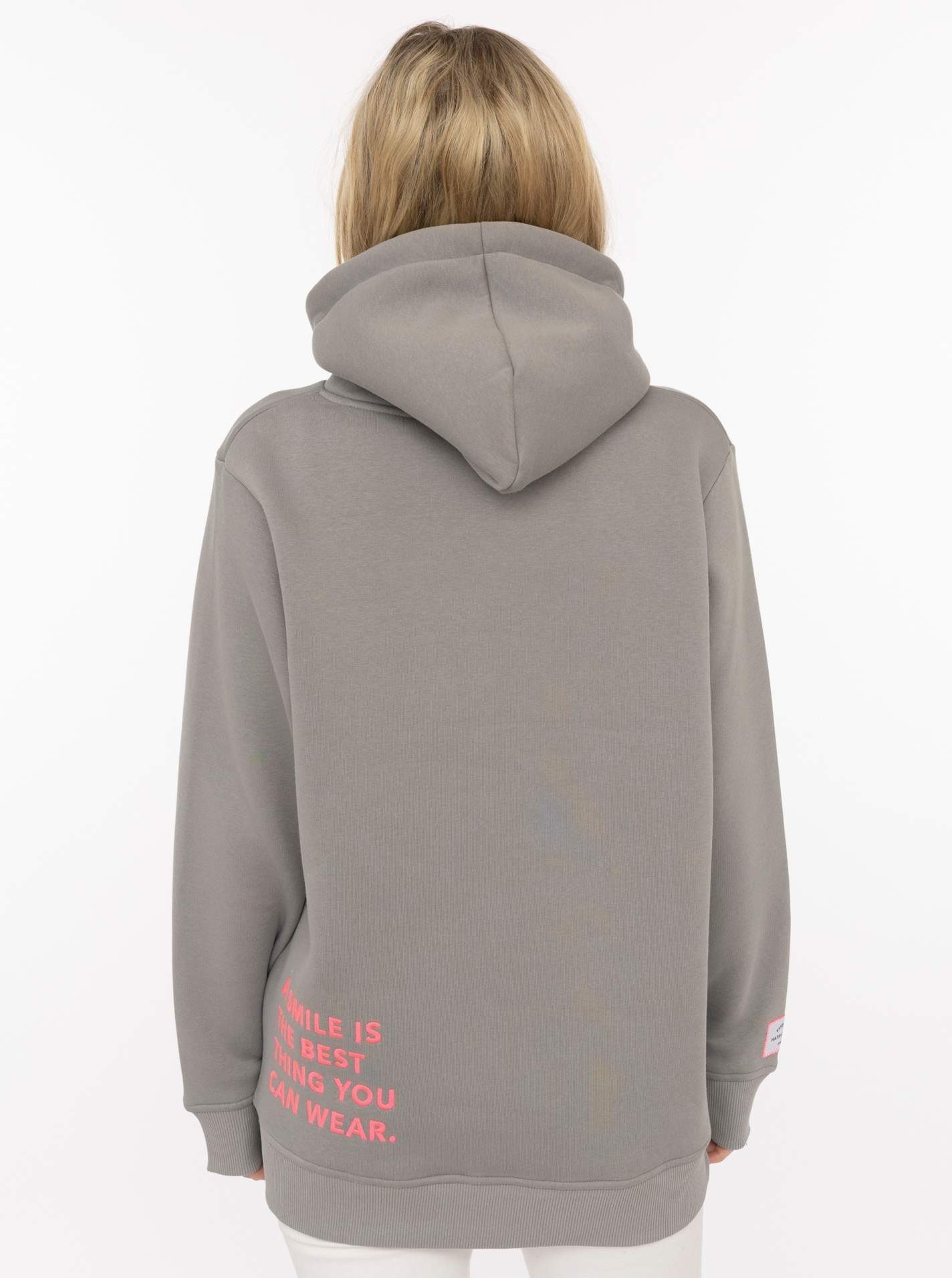 Zwillingsherz Hoodie "Smile Cross" Statement Schriftzug, Stickerei, Kapuze, Kängurutasche