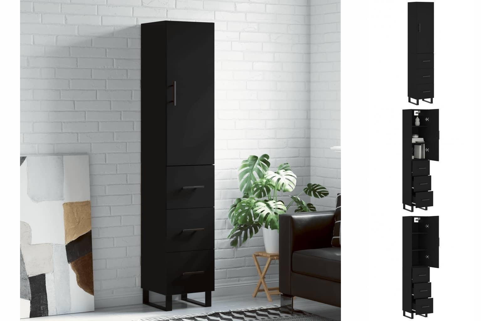 vidaXL Kleiderschrank Regal Highboard Schrank Hochschrank Schwarz 34,5x34x180 cm Holzwerksto