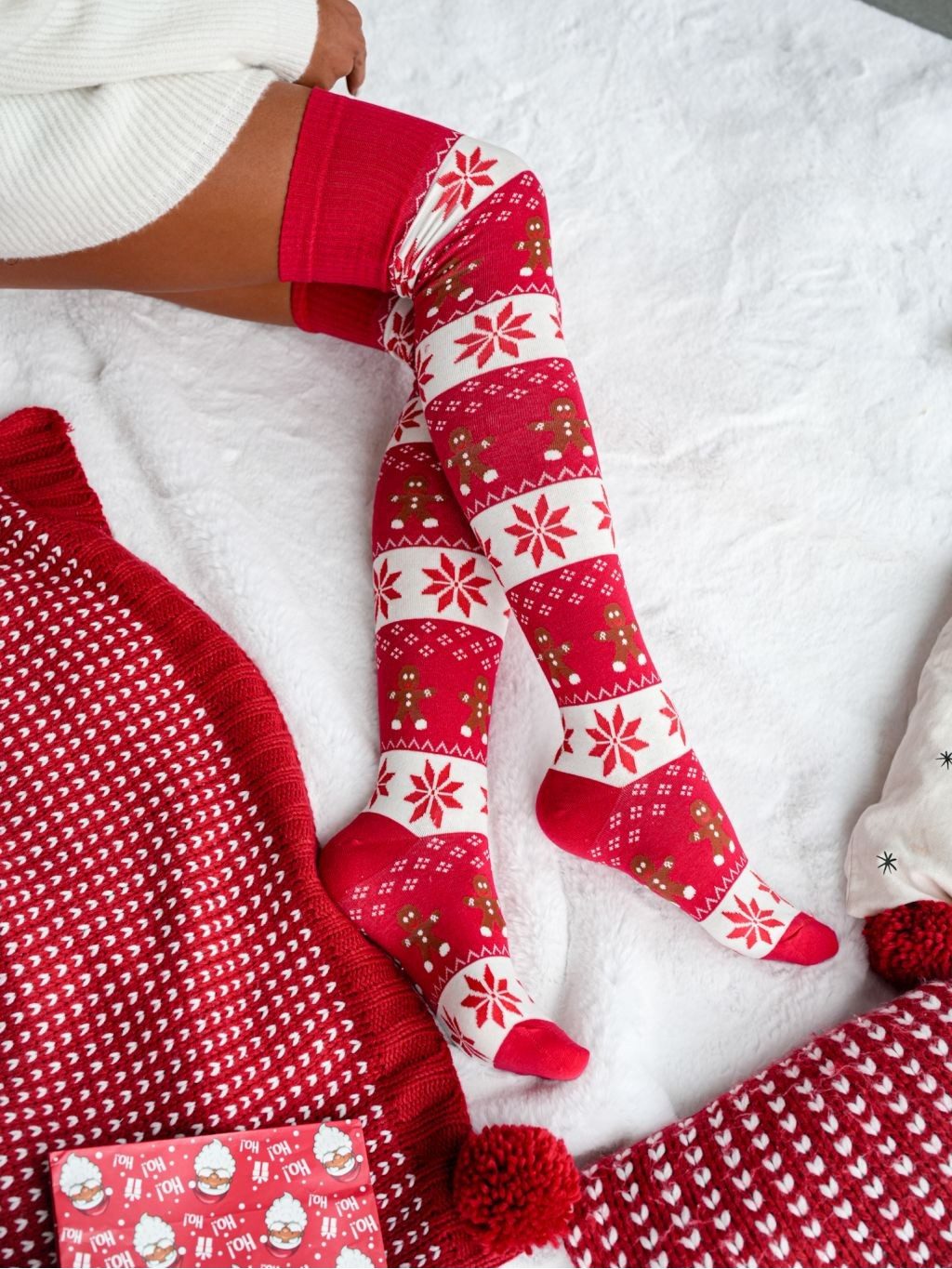 Lycille Overknees Elegante Overknees-Strümpfe aus Baumwolle 37/41 mit Lebkuchen