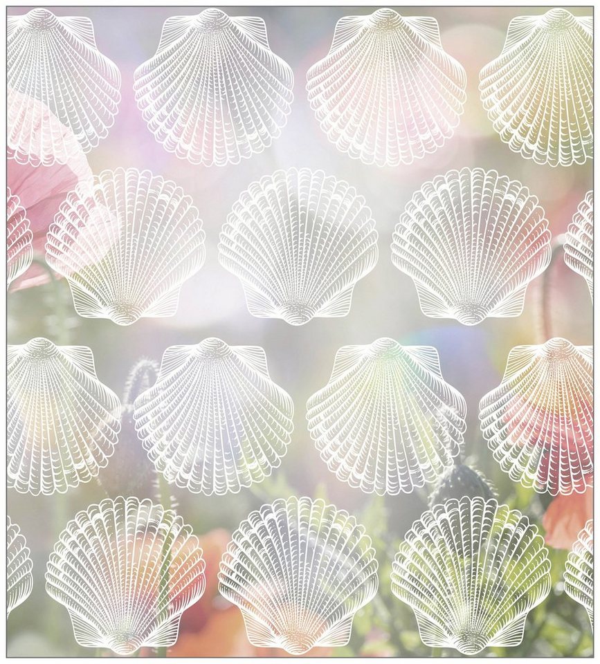 Fensterfolie Look Shells white, MySpotti, halbtransparent, glatt, 90 x 100  cm, statisch haftend
