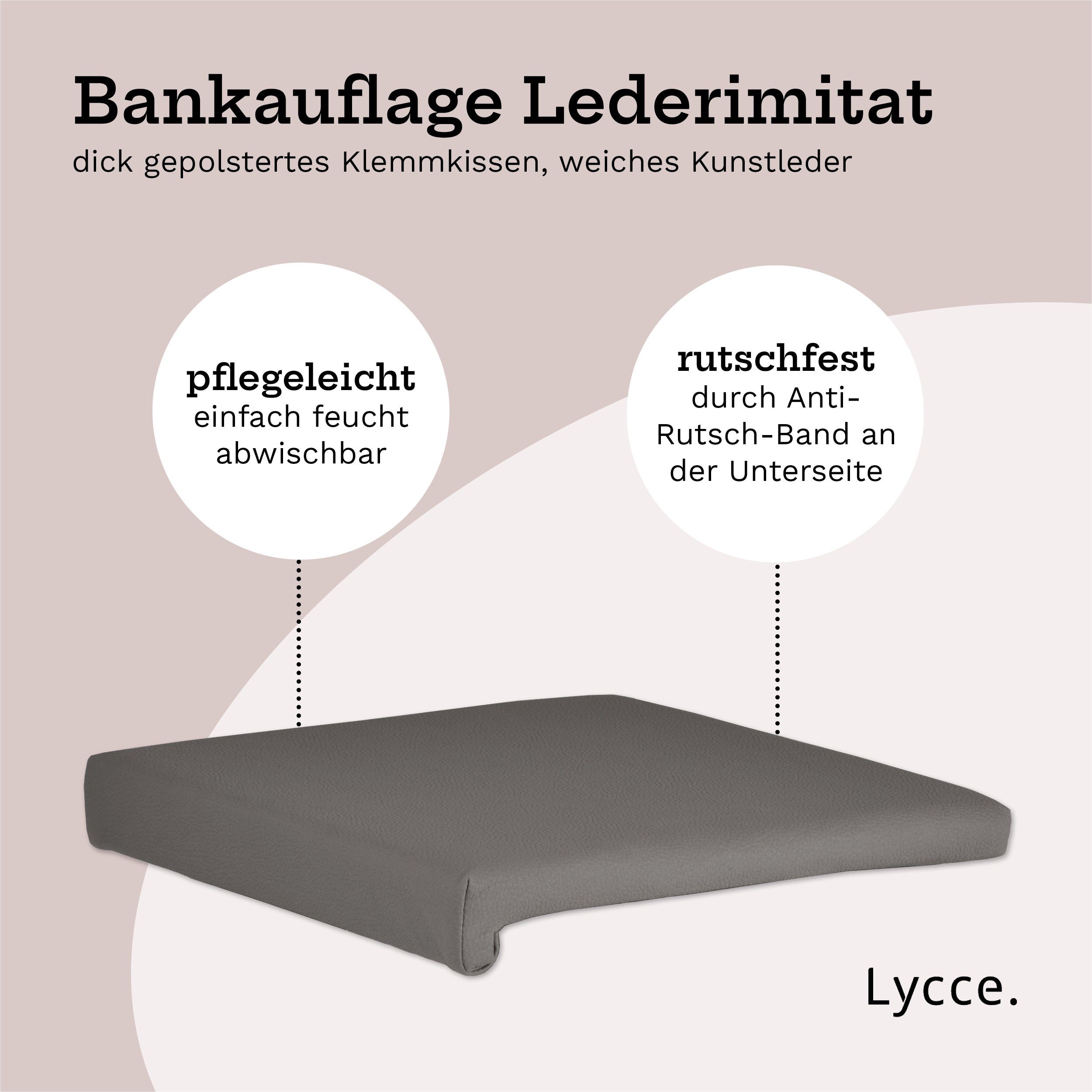 St), (1 made Bankauflage, 1 Klemmtiefe animal-design in taupe 35cm - Klemmkissen mit Leiste Germany