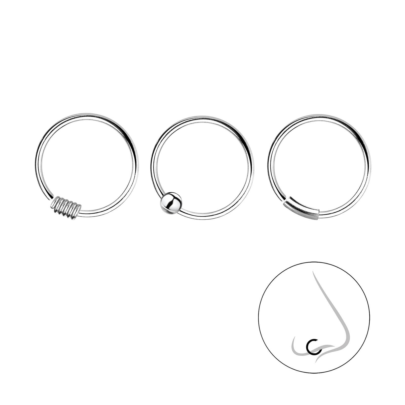 Monkimau Nasenpiercing 10mm Nasenring Nasenstecker Set 925 Silber