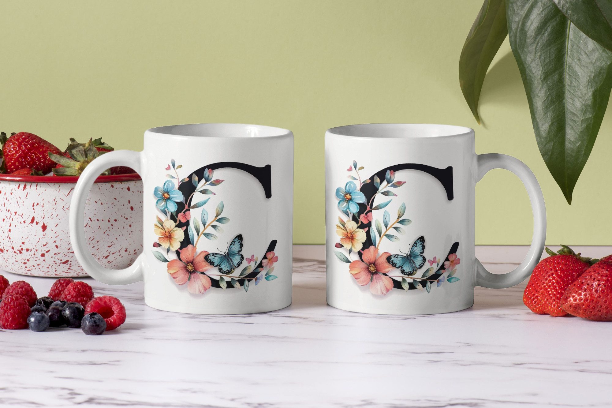 WS-Trend Tasse Name A bis Z Blumen Schmetterlinge Kaffeetasse Teetasse Geschenkidee, Keramik – Bild 2 von 2