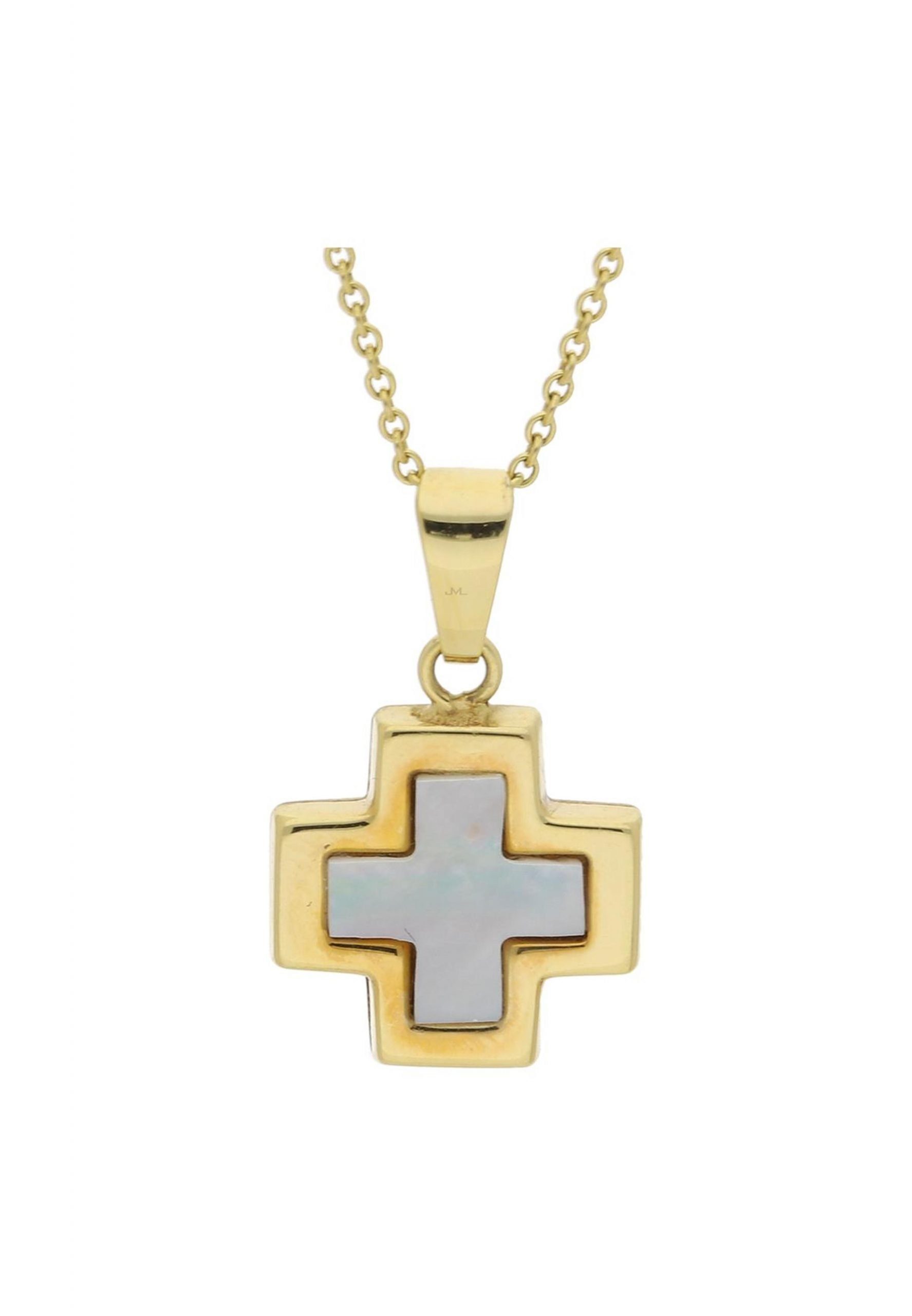 JuwelmaLux Kreuzanhänger Anhänger Gold Kreuz mit Perlmutt (1-tlg), Anhänger ohne Kette Gold 333/000, inkl. Schmuckschachtel