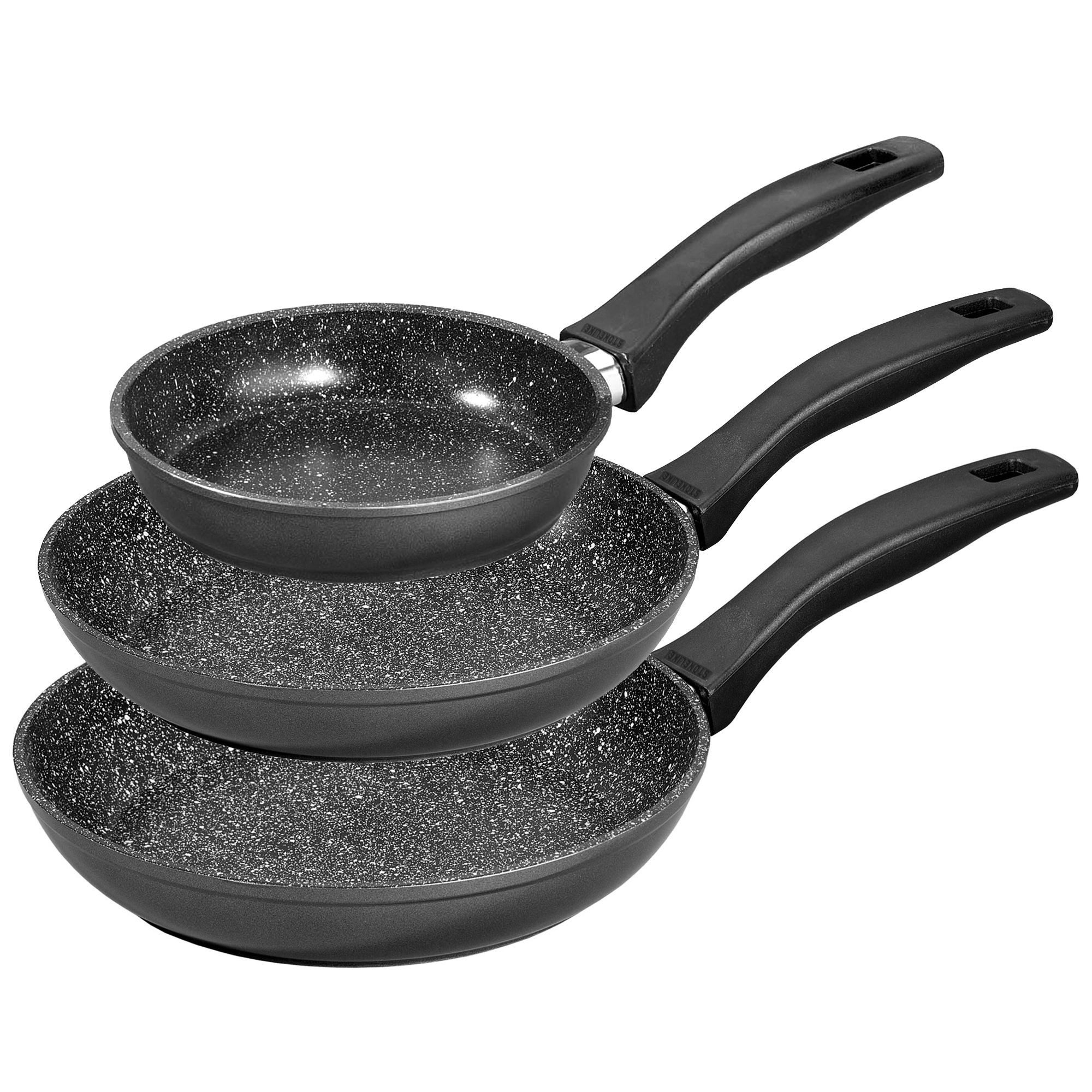 STONELINE Сковороды-Set, Aluminium (Pfannen-Set, 3-tlg., Сковороды-Set, 3 Сковороды), mit echten Steinpartikeln, induktionsgeeignet, Designed in Germany