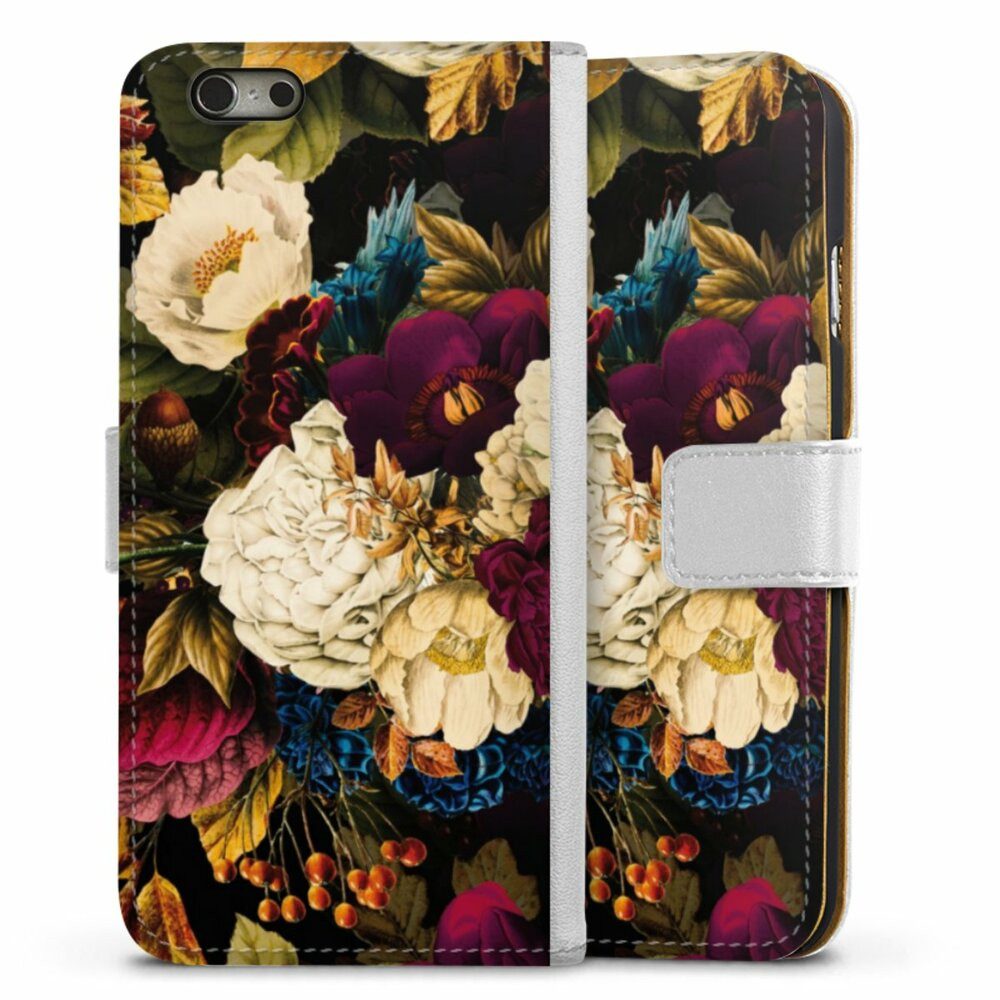 DeinDesign Handyhülle Vintage Blumen Muster Dark Vintage Flowers, Apple iPhone 6 Hülle Handy Flip Case Wallet Cover Handytasche Leder