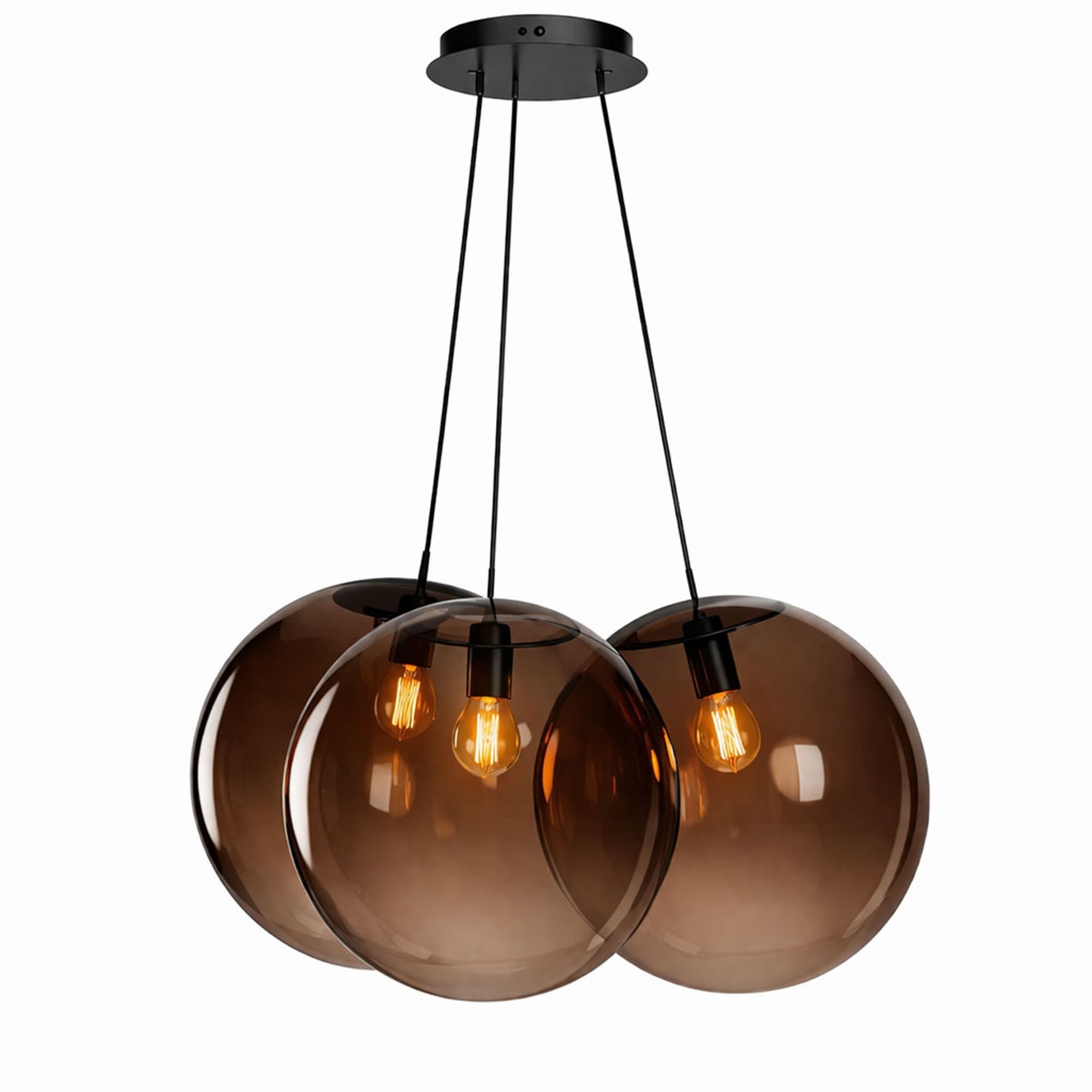 s.luce Pendelleuchte s.luce Orb Cluster Glas-Pendelleuchte 3-flammig 3x40cm Braun