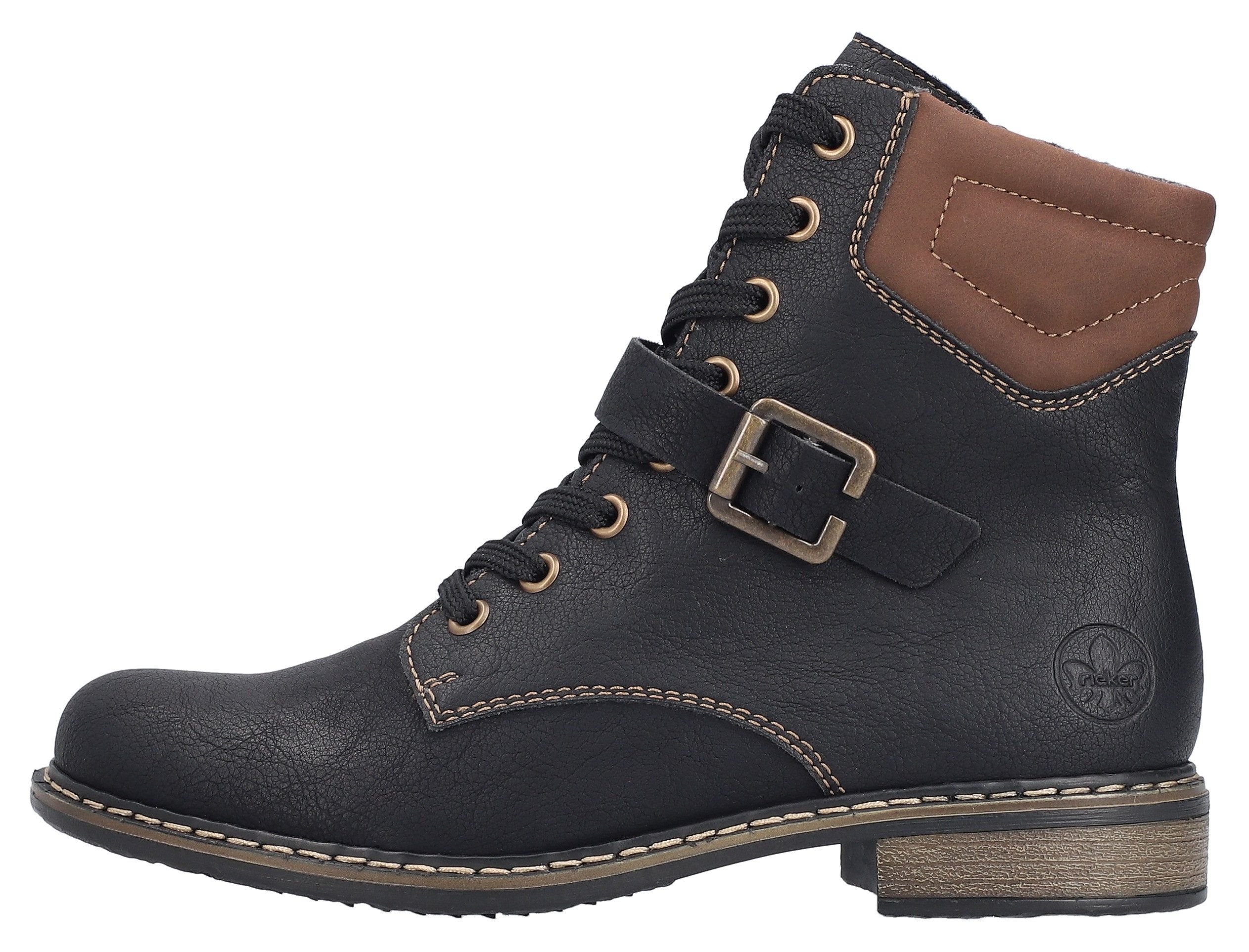 Rieker Schnürstiefelette Schnürboots, Stiefelette, Blockabsatz, mit gepolstertem Schaftrand
