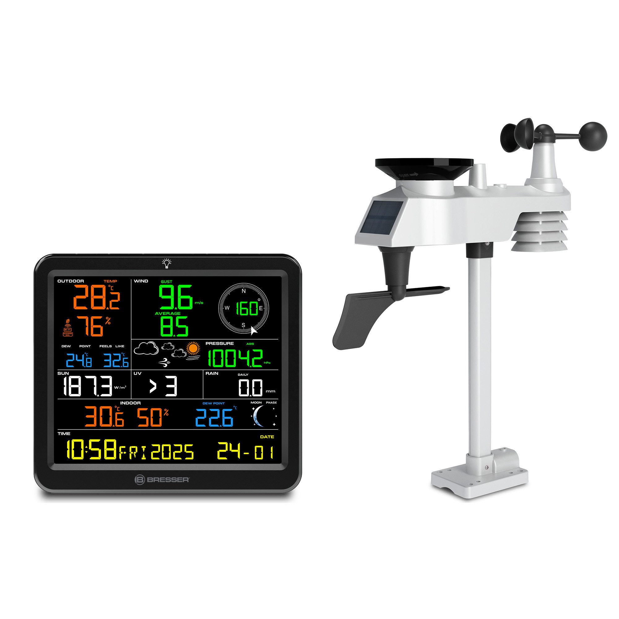 BRESSER BRESSER MeteoTemp Solar 7-in-1 WLAN-Funkwetterstation Wetterstation