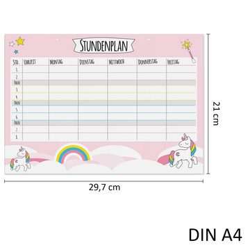 younikat Schülerkalender Einhorn-Stundenplan zum Aufhängen in DIN A4 I zum Schulanfang I dv_890