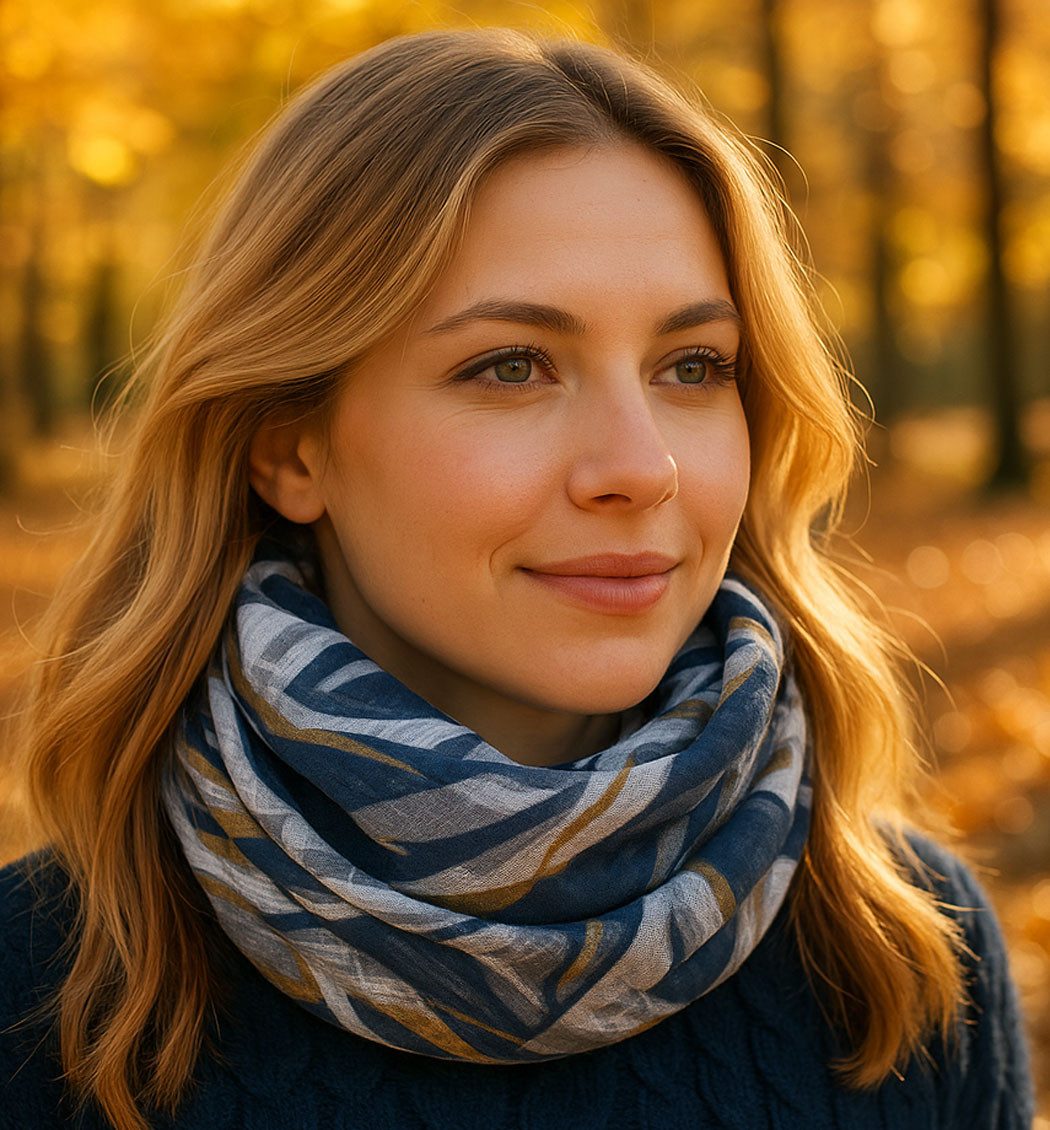 Faera Loop, Damen Schal gemustert weicher und leichter Damen Loop Rundschal