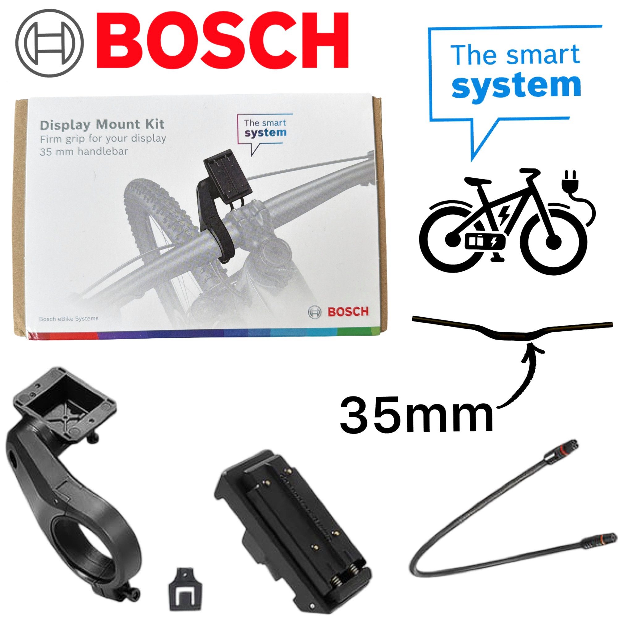 BOSCH Fahrradkurbel Bosch Ebike Nachrüst-Kit 1-Arm Fahrrad Lenker Halter 35mm