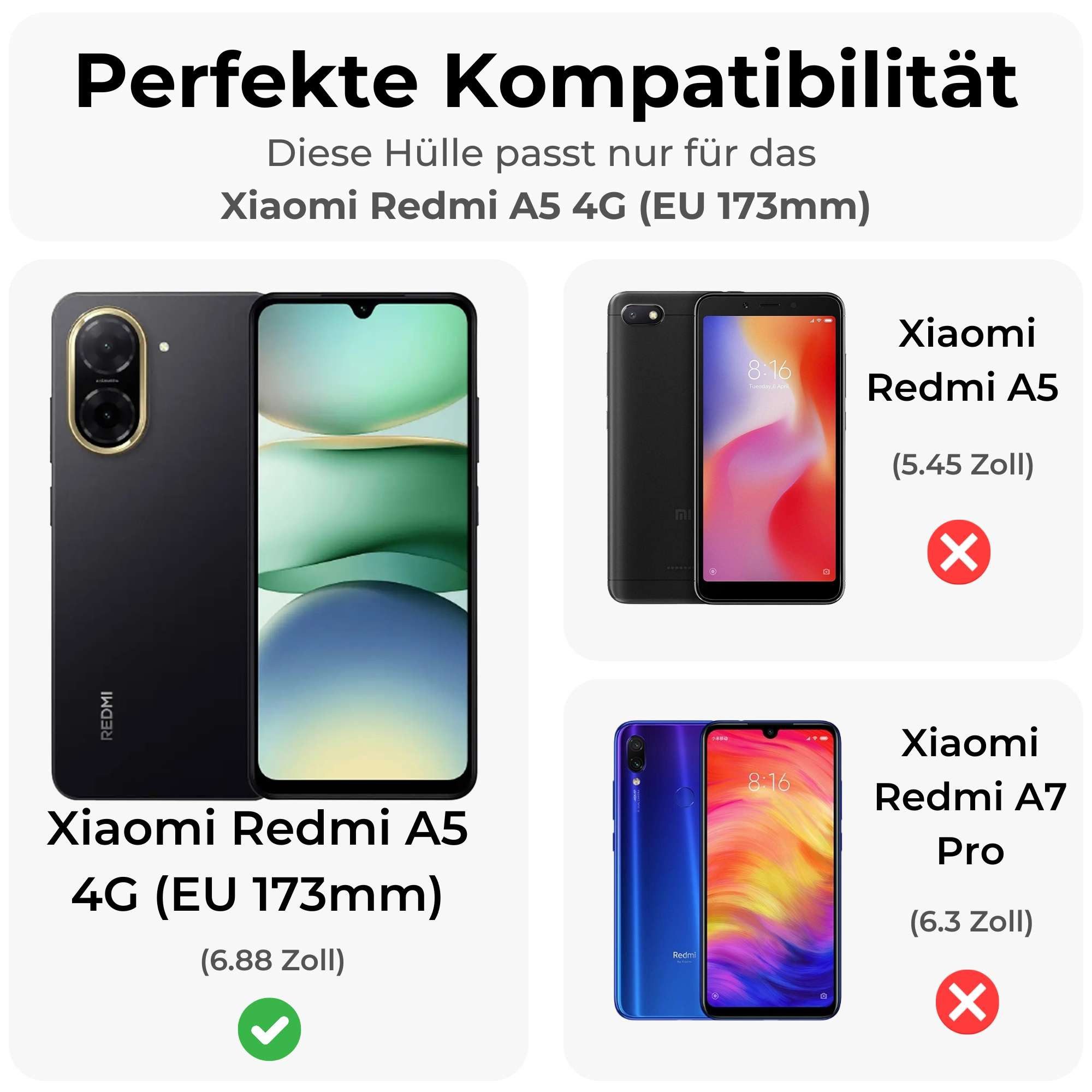 betterfon Handyhülle für Xiaomi Redmi A5 4G 2-teiliges 360° TPU Schutzcase, Rundumschutz mit integrierter Displayabdeckung und klarer Sicht