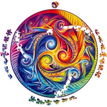 Unidragon Puzzle UNIDRAGON Holzpuzzle Mandala - Spiralinkarnation - 350 Teile, Puzzleteile