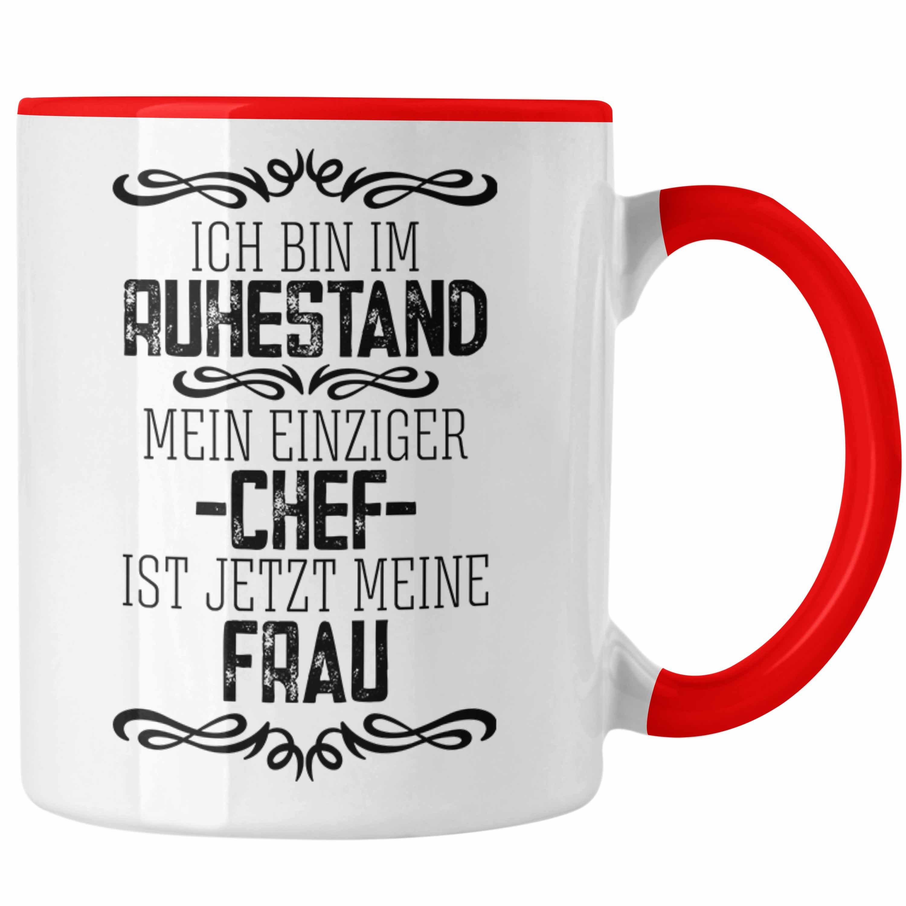 Trendation Tasse Trendation - Lustige Tasse Rentner Geschenk Ruhestand Abschied Abschiedsgeschenk Rente Pension Pensionierung Mann Männer Rot