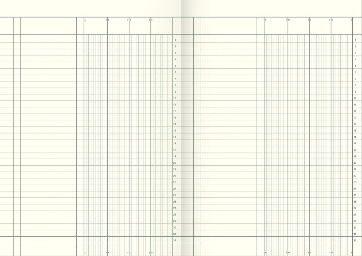 König & Ebhardt Notizbuch Spaltenbuch A4 Karton fester Kopf 4 Spalten 40 Blatt (5 Stück)