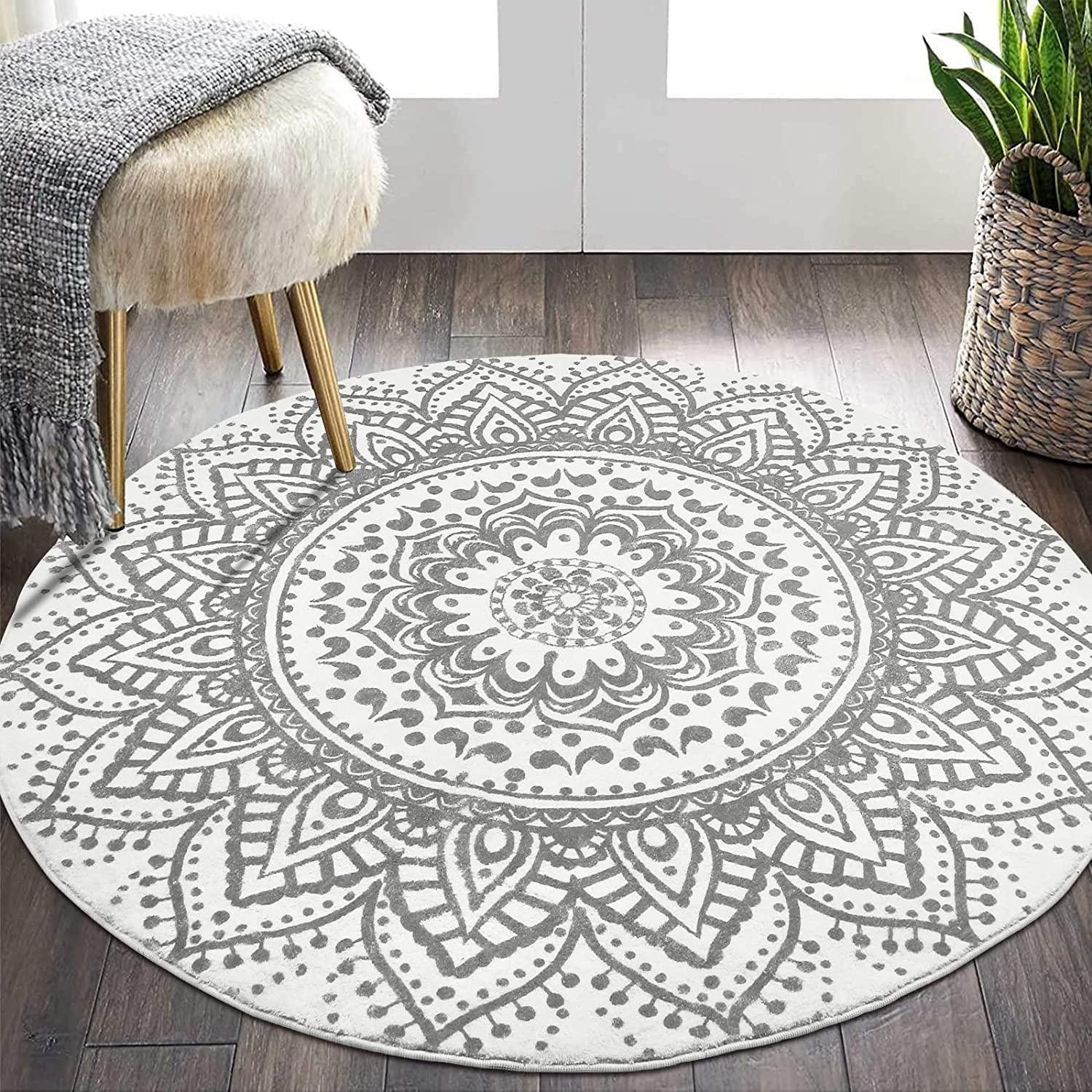 LuxusKollektion Hochflor-Teppich Runder Teppich Flauschig Ø 120cm Hellgrau, rund, Höhe: 15 mm