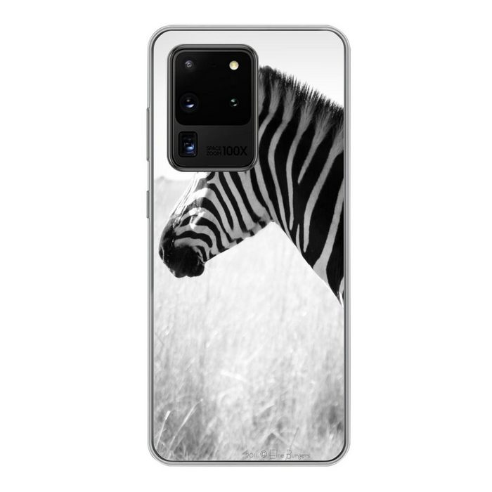 MuchoWow Handyhülle Zebra im hohen Gras Phone Case Handyhülle Samsung Galaxy S20 Ultra Silikon Schutzhülle