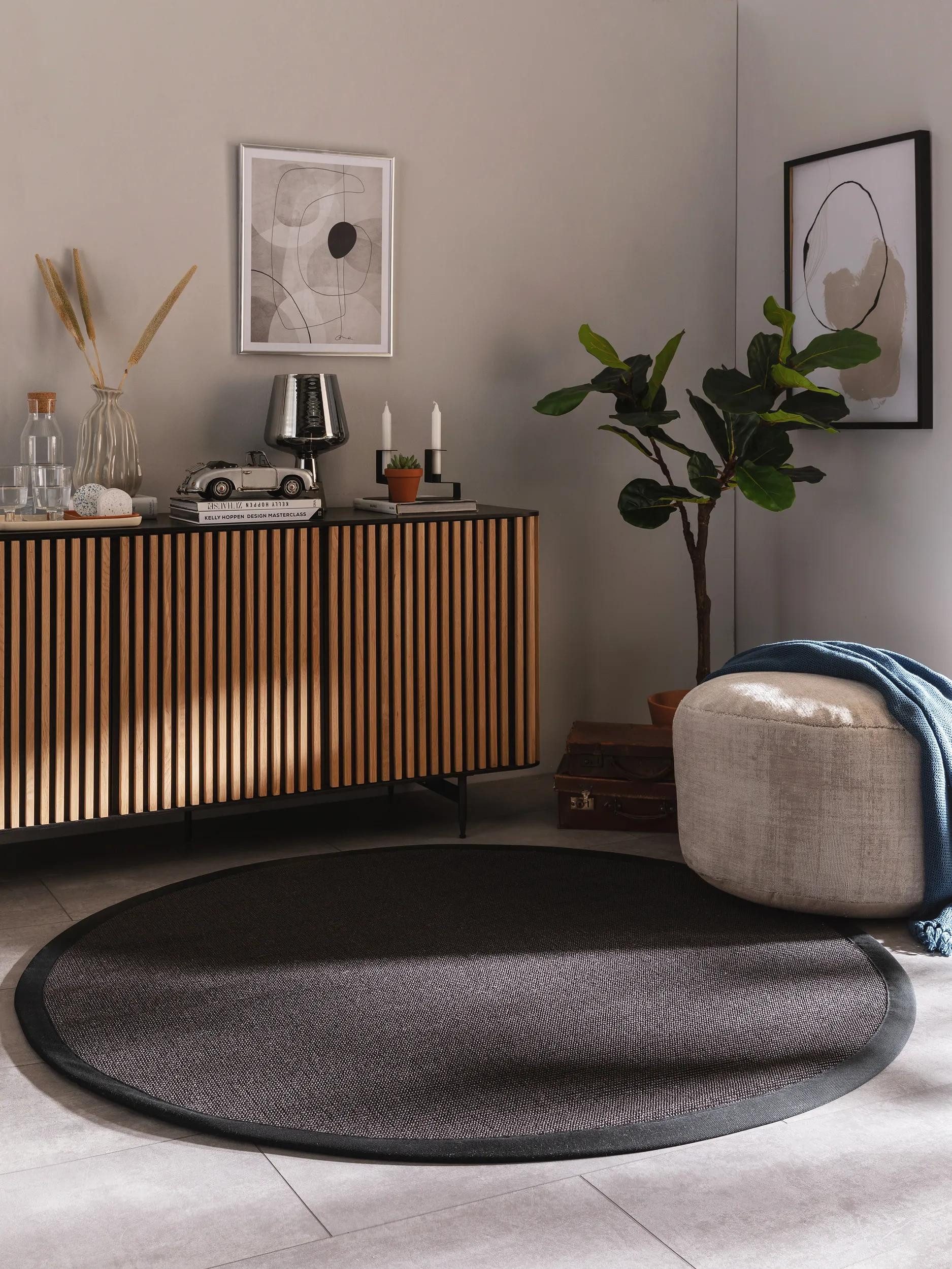 benuta Sisalteppich Sana, rund, Höhe: 5 mm, 100% Sisal Naturfaser, Teppich Wohnzimmer, Esszimmer, Schlafzimmer
