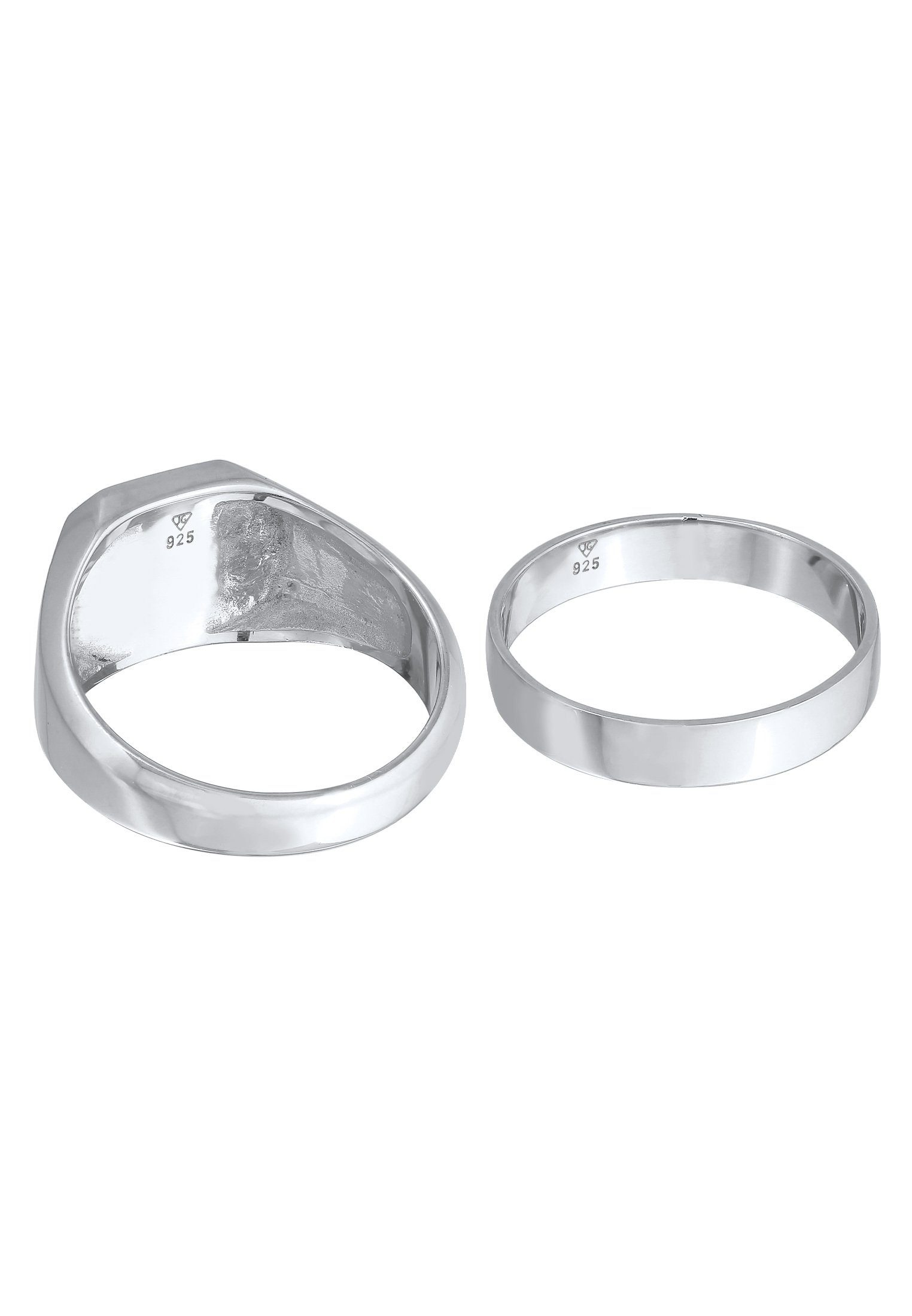 Kuzzoi Ring-Set Kuzzoi Siegelring Silber Bandring 925 Set