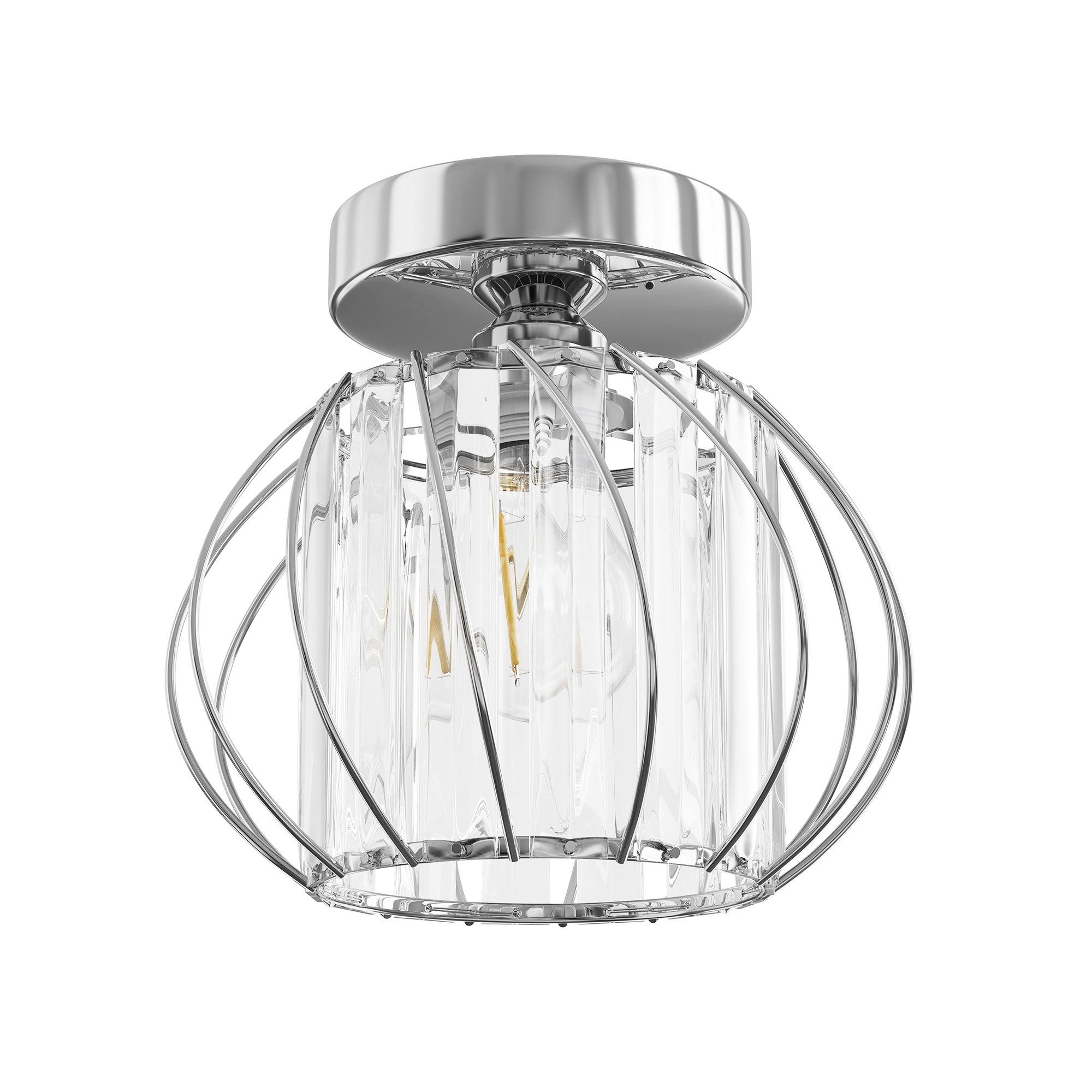 LOHAS-LED Deckenleuchte Kristall-Deckenleuchte Geo mit geometrischem Metallrahmen, ohne Leuchtmittel, 220 V, E27 Sockel, ideal für Flur, Schlafzimmer und Wohnzimmer