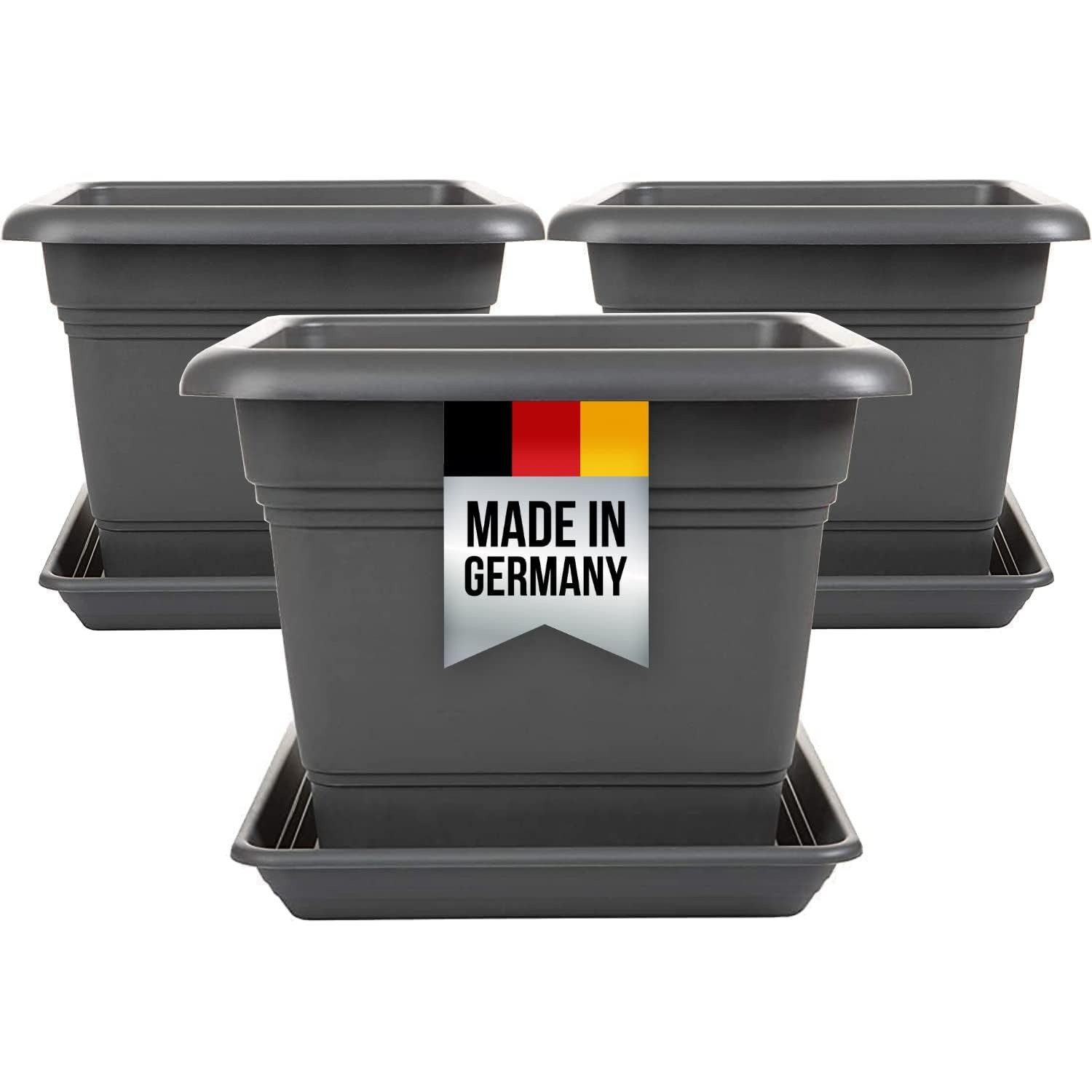 Centi Pflanzkübel Pflanzkübel Set anthrazit wetterfest rund (3er-Set)